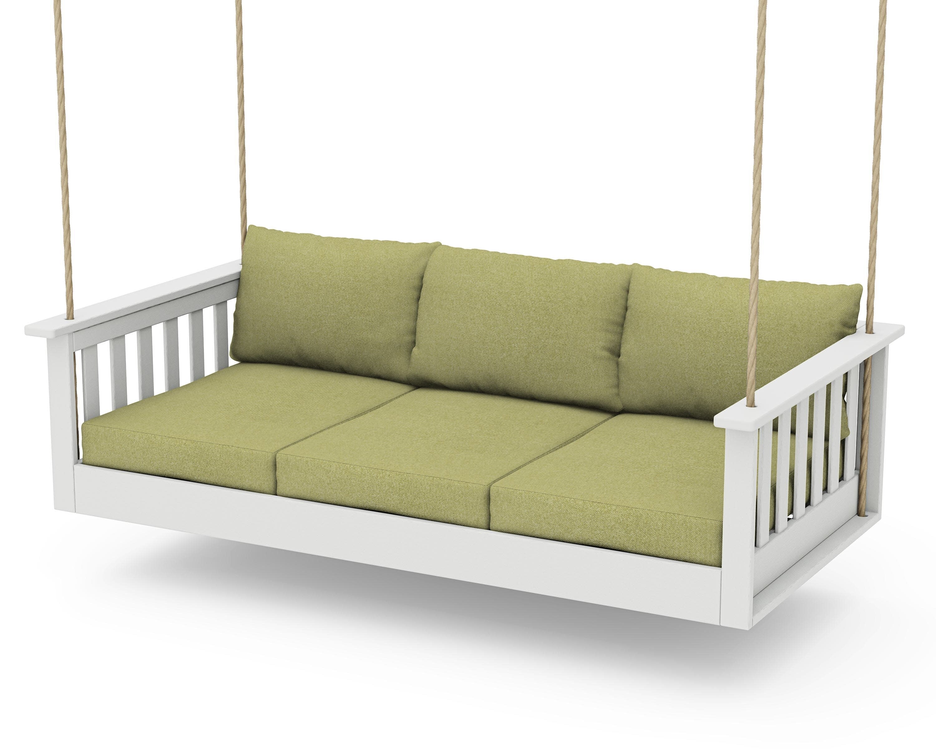 Vineyard Daybed Swing in Vintage White / Chartreuse Boucle