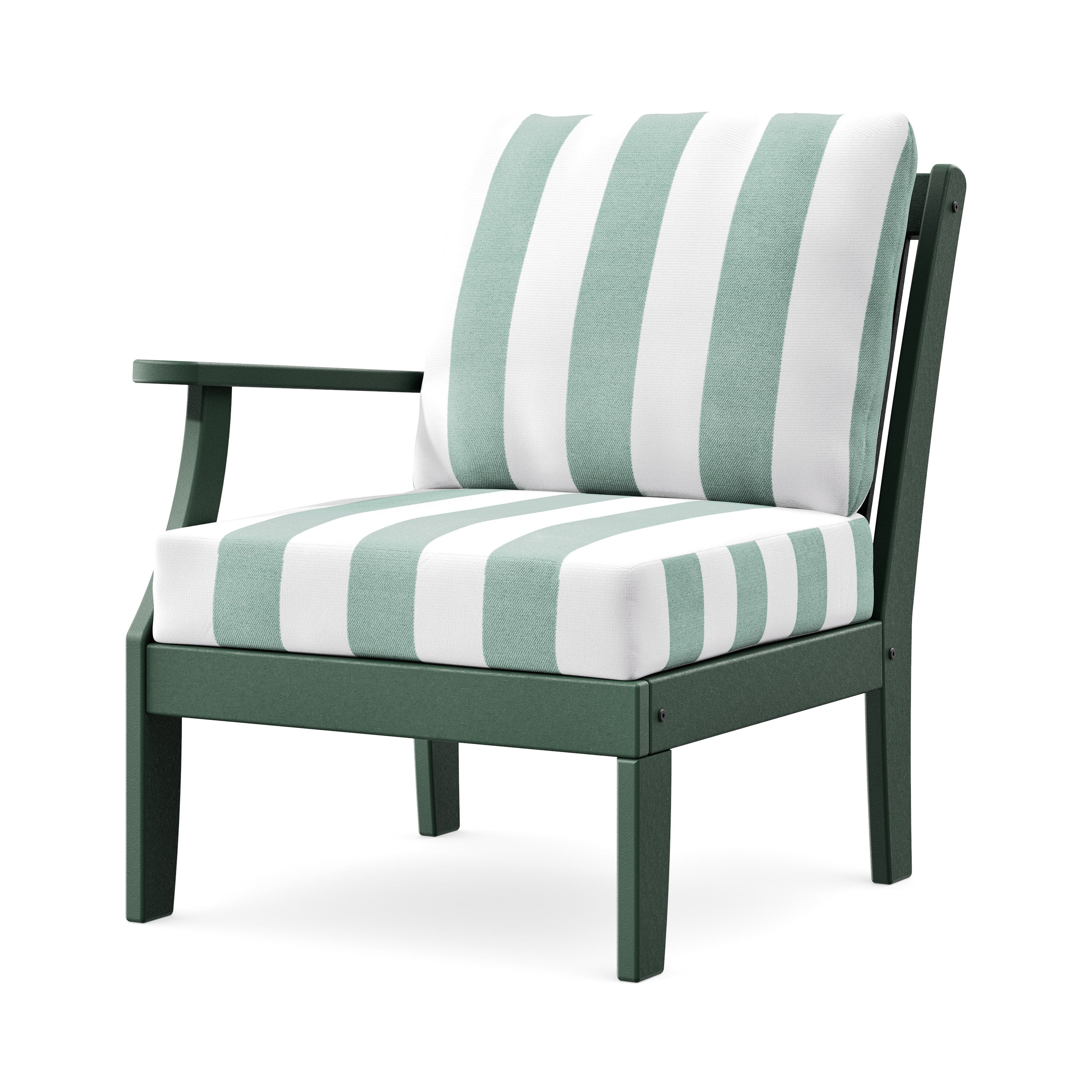 Braxton Modular Left Arm Chair in Green / Cabana Stripe Glacier Spa