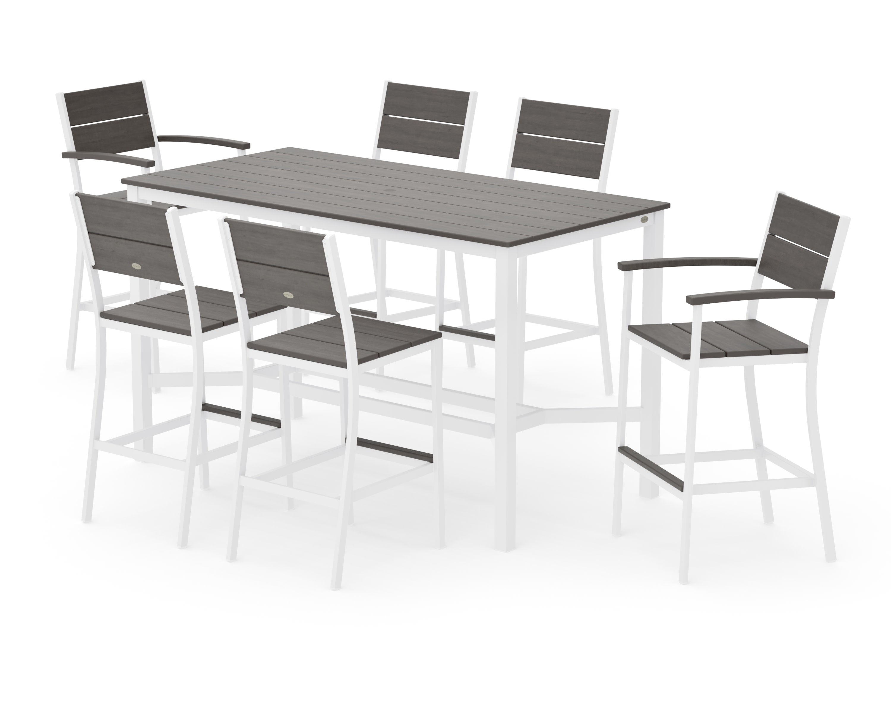 Main Street 7-Piece Bar Set in White / Driftwood