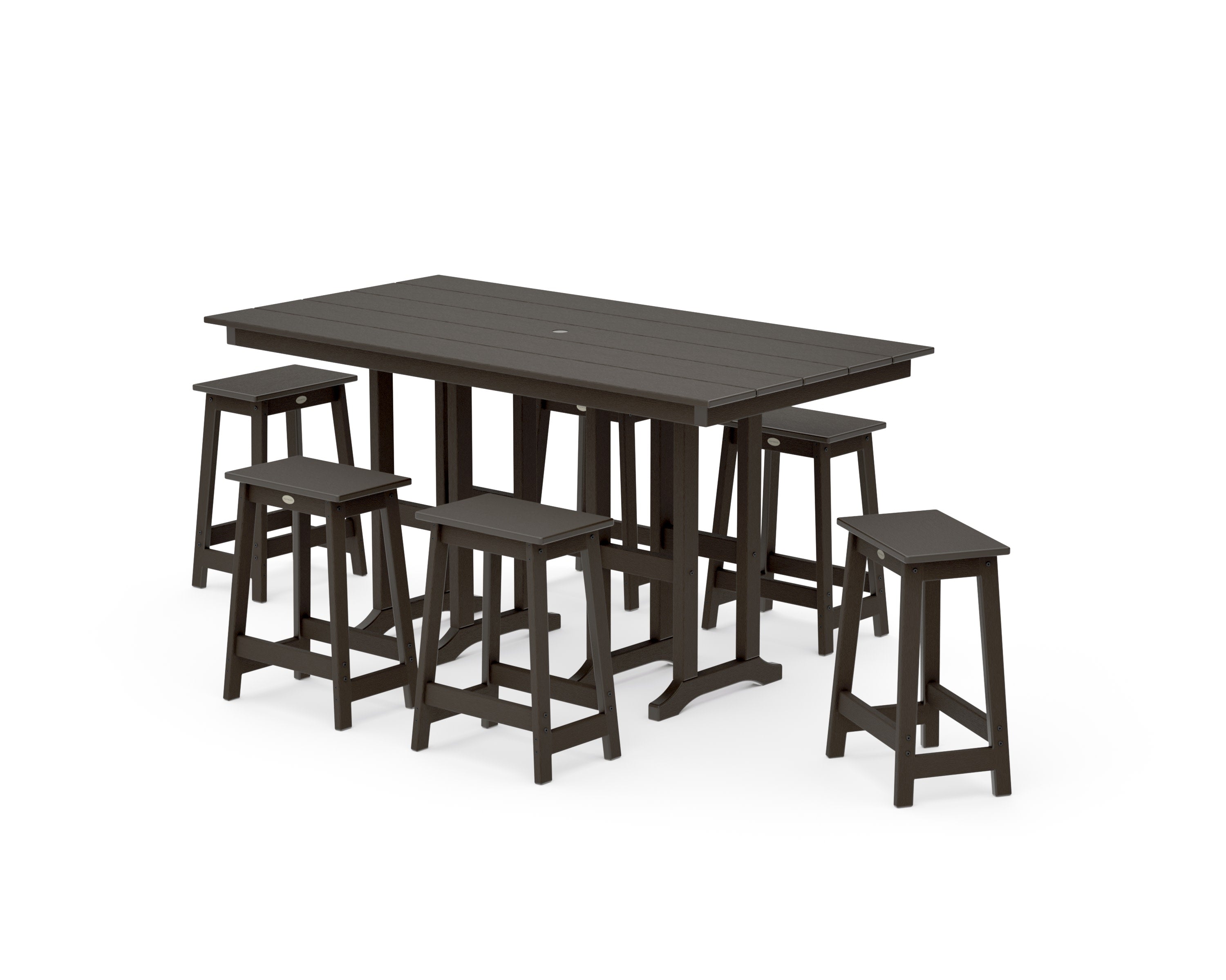 Modern Studio Counter Stool 7-Piece Set in Vintage Coffee