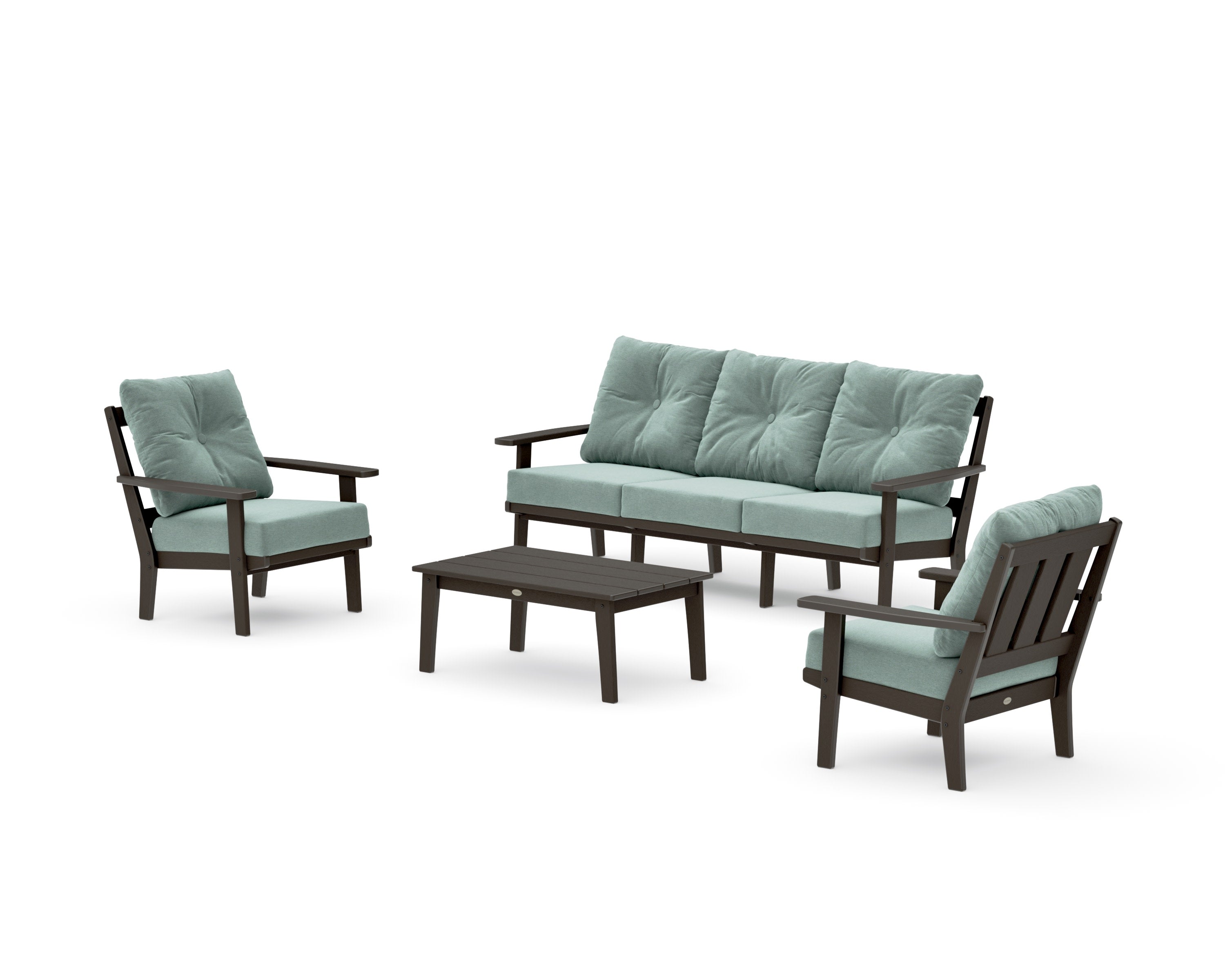 Oxford 4-Piece Deep Seating Set with Sofa in Vintage Coffee / Glacier Spa