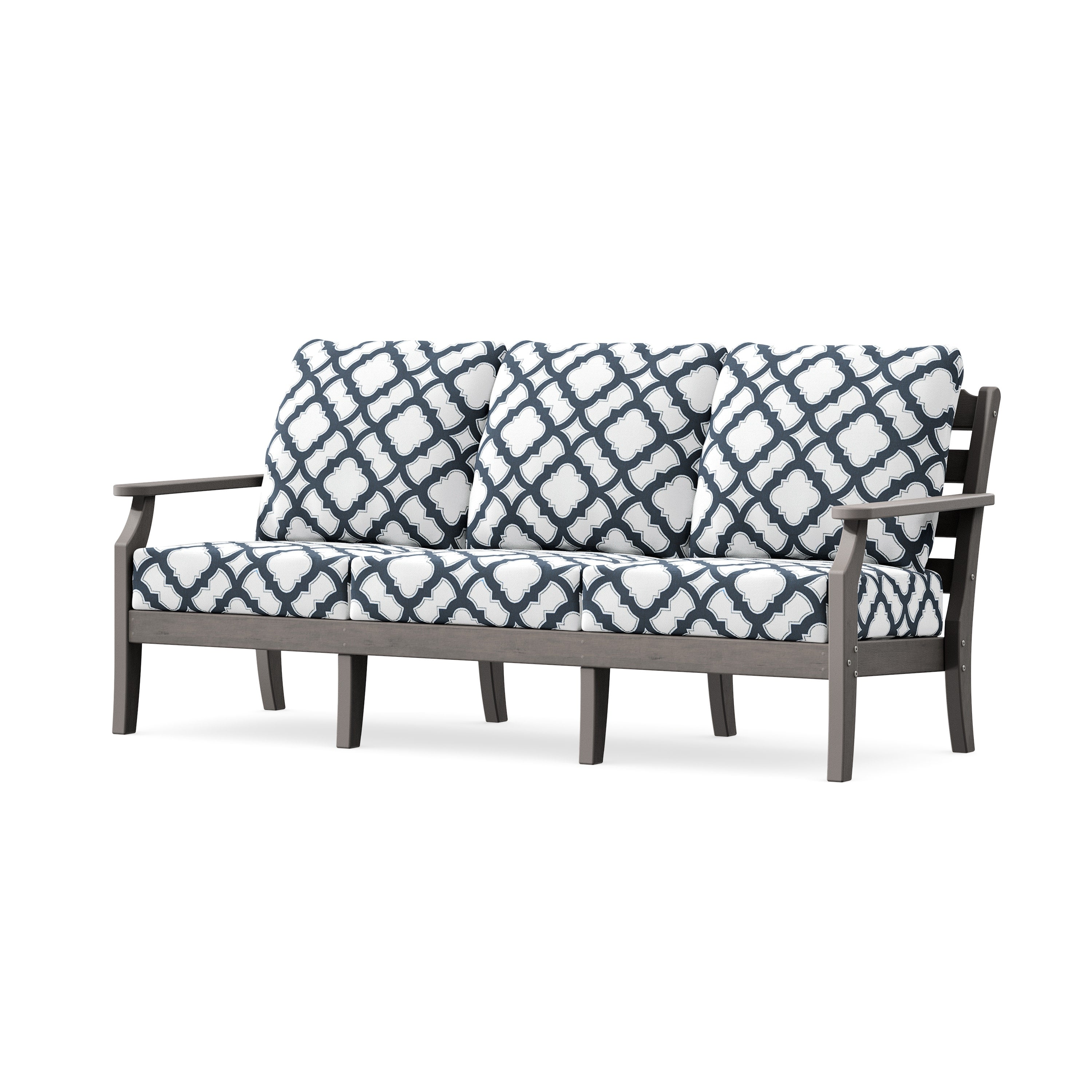 Savannah Deep Seating Sofa in Driftwood / Trellis Marine Indigo