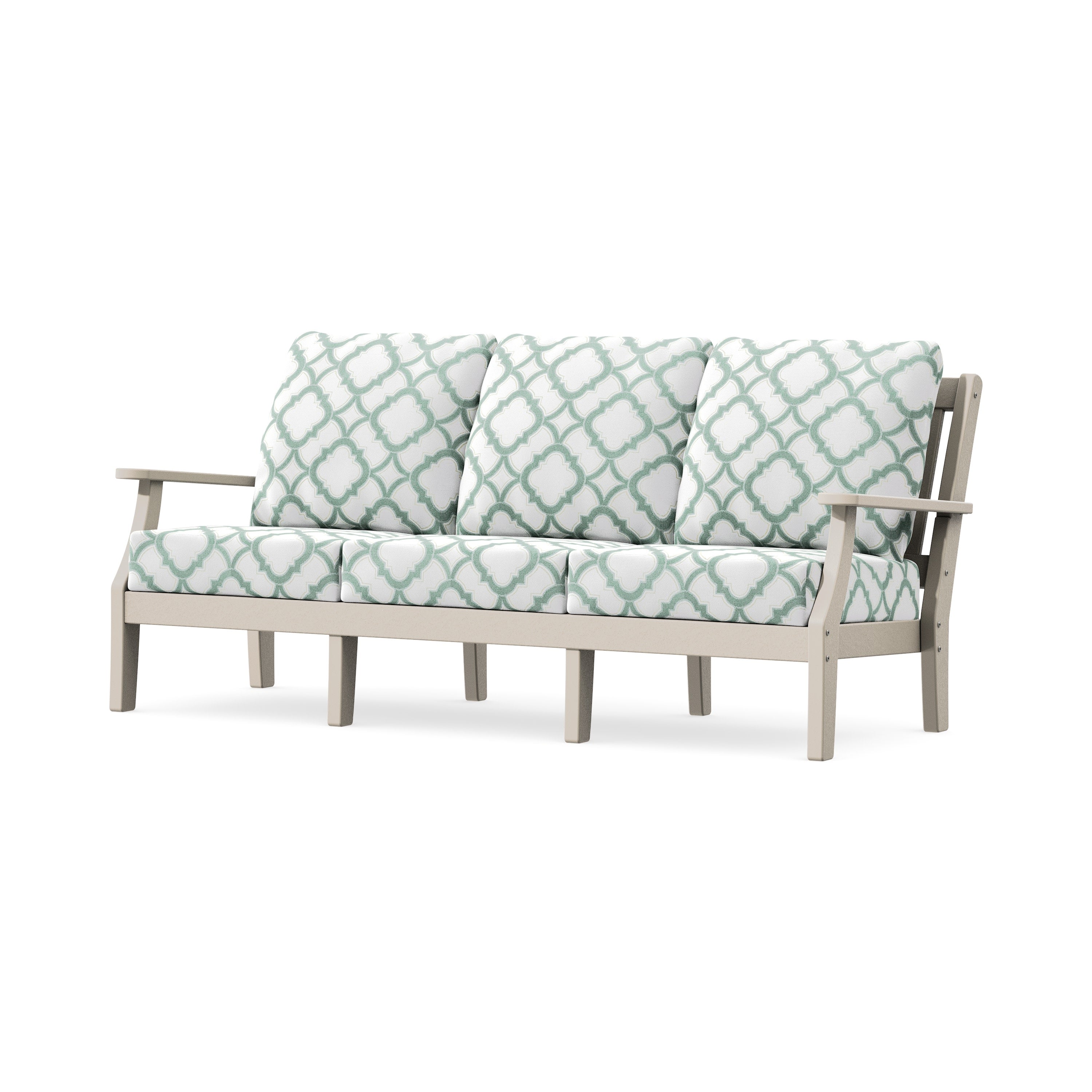 Chinoiserie Deep Seating Sofa in Sand / Trellis Glacier Spa