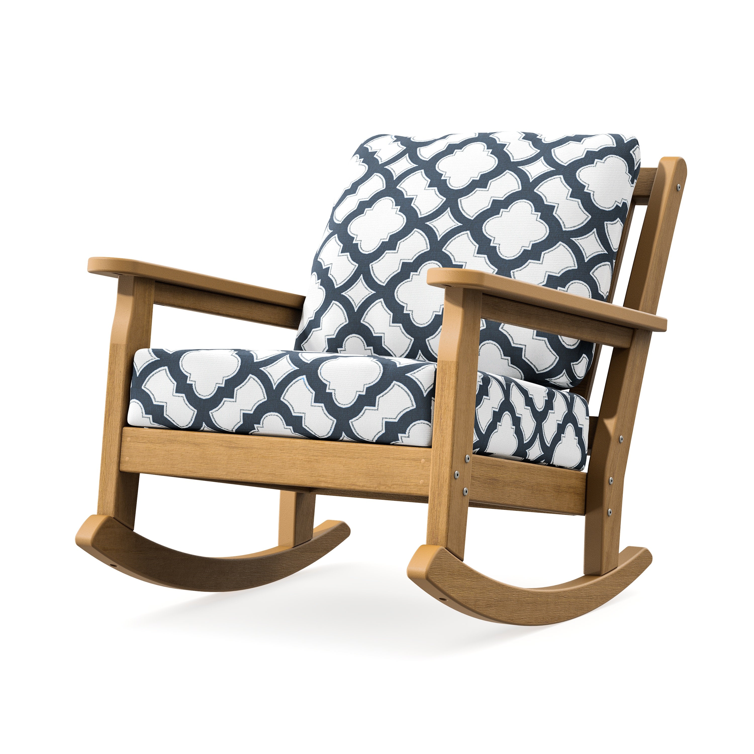 Chippendale Deep Seating Rocking Chair in Natural / Trellis Marine Indigo