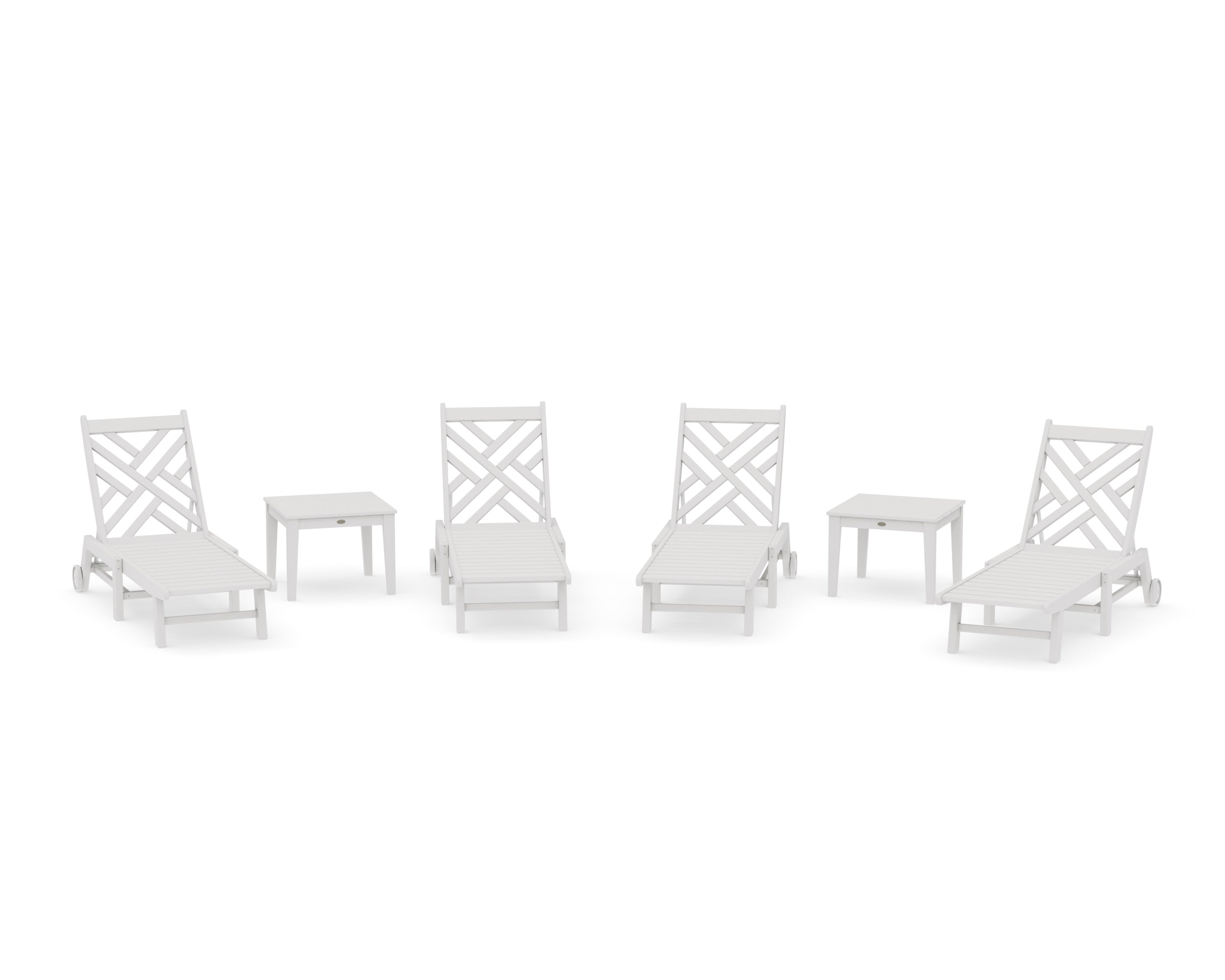 Chippendale 6-Piece Chaise Set with Wheels in Vintage White