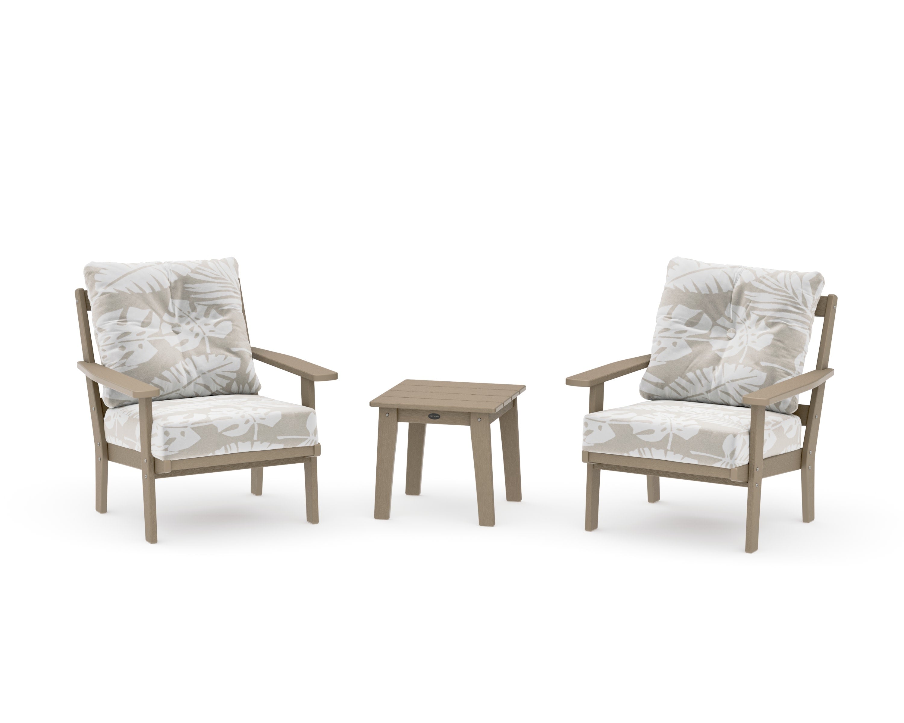 Oxford 3-Piece Deep Seating Set in Vintage Sahara / Leaf Dune Burlap