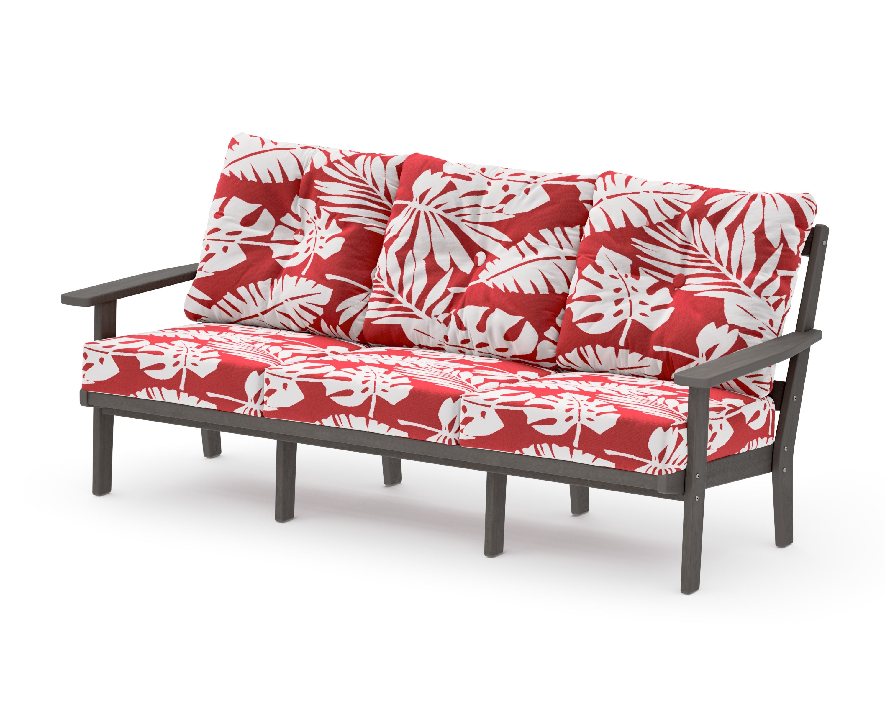 Oxford Deep Seating Sofa in Driftwood / Leaf Crimson