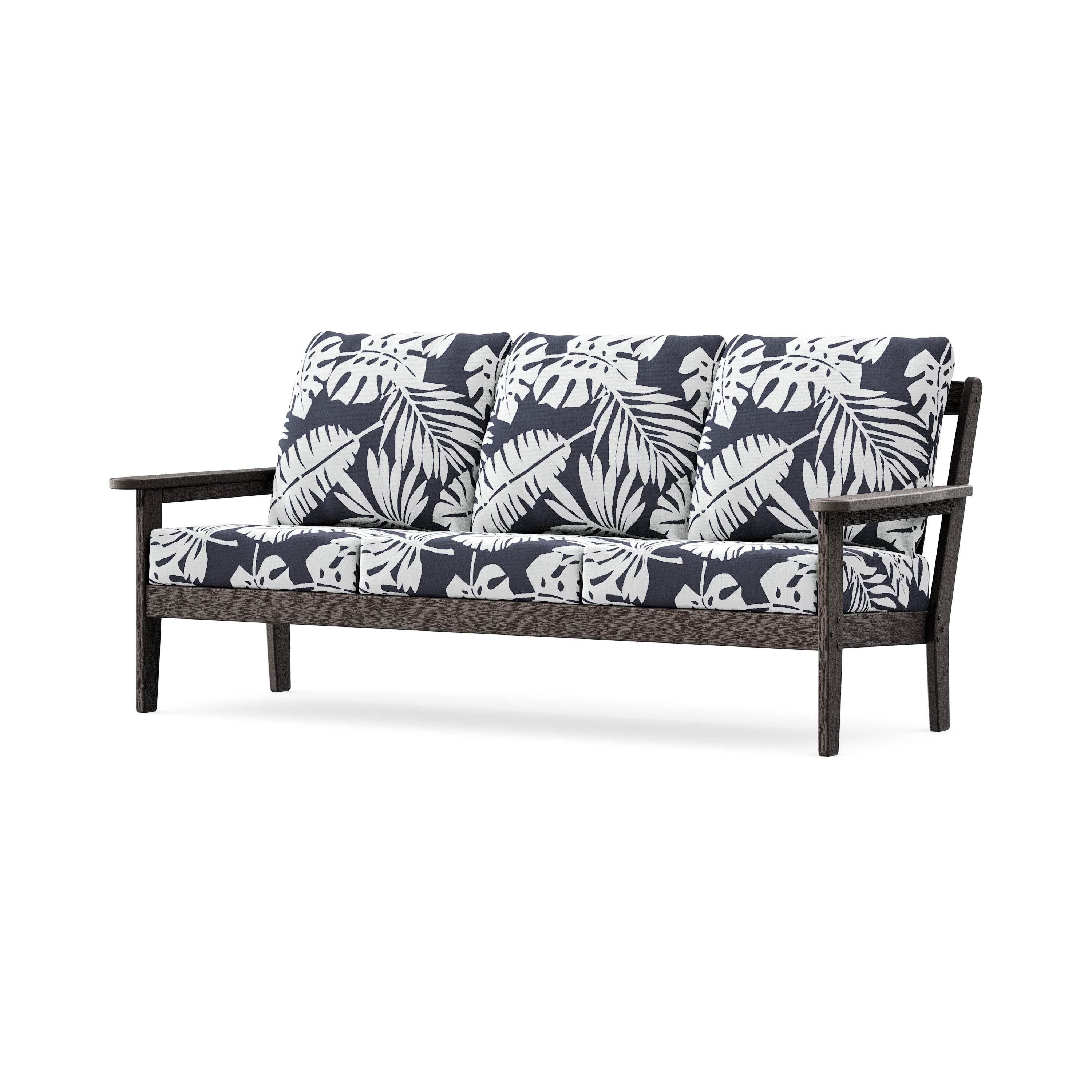 Cottage Deep Seating Sofa in Vintage Coffee / Leaf Navy