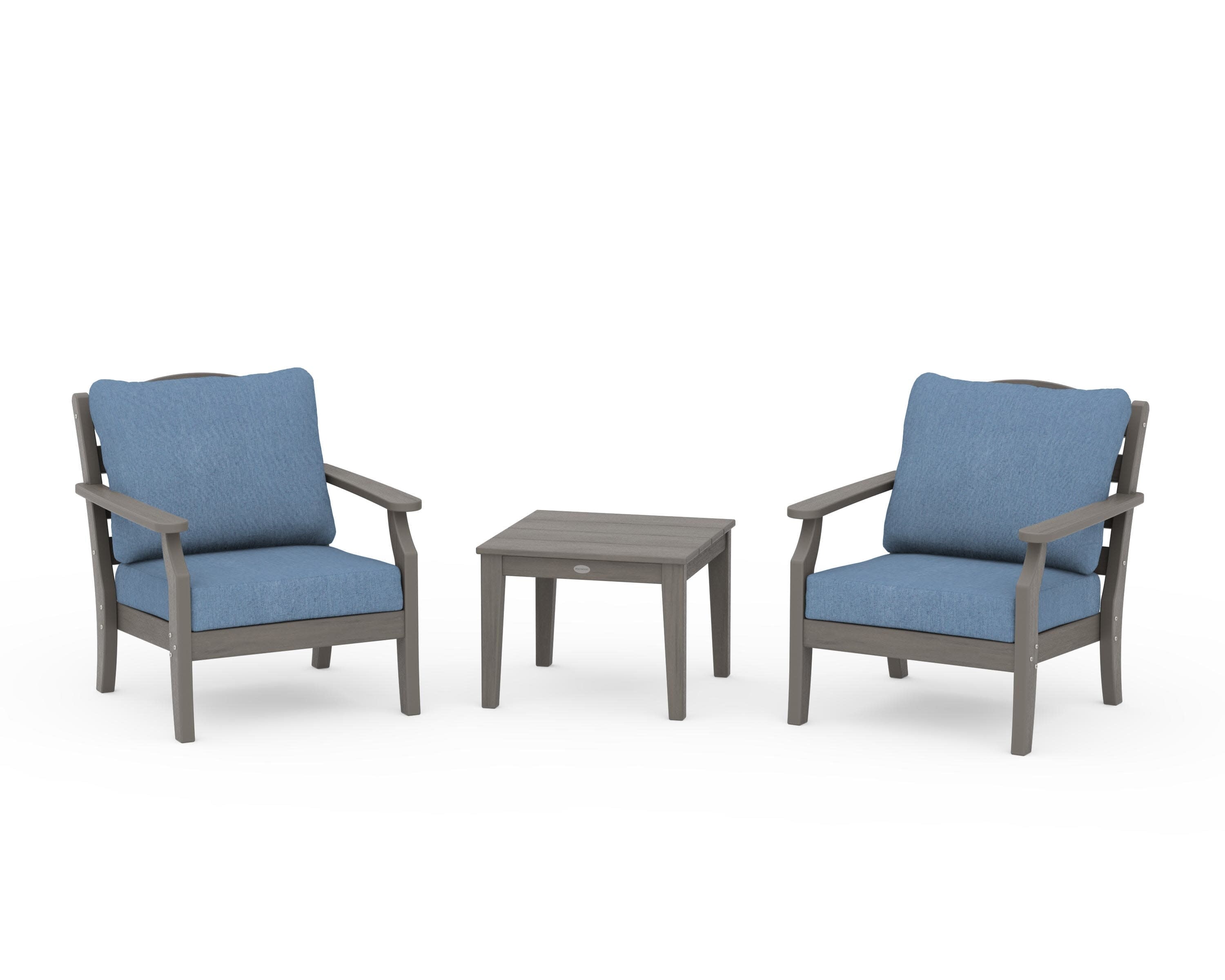 Savannah 3-Piece Deep Seating Set in Driftwood / Sky Blue