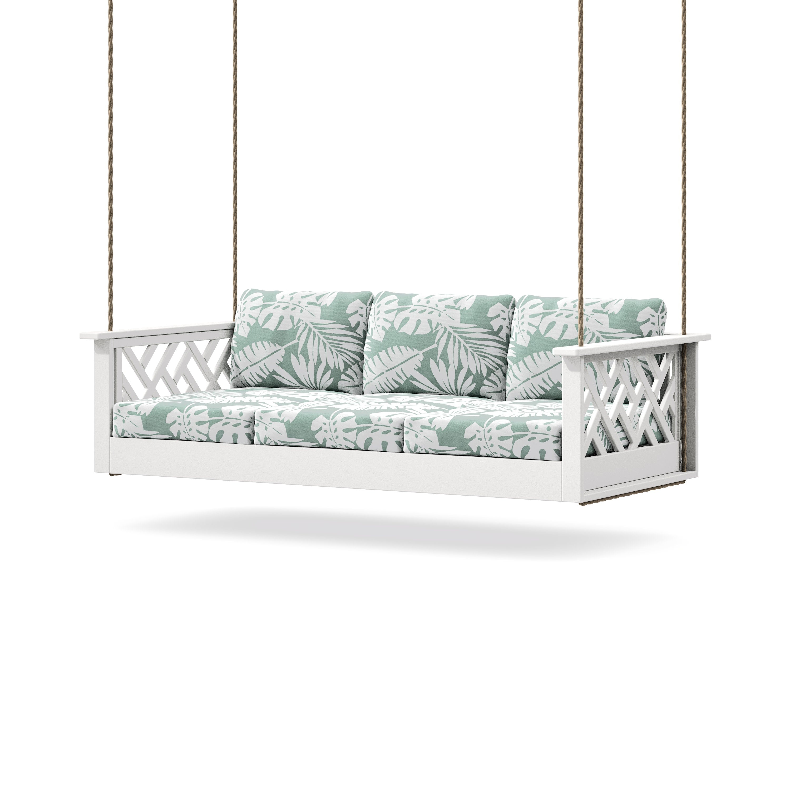 Chippendale Daybed Swing in White / Leaf Glacier Spa