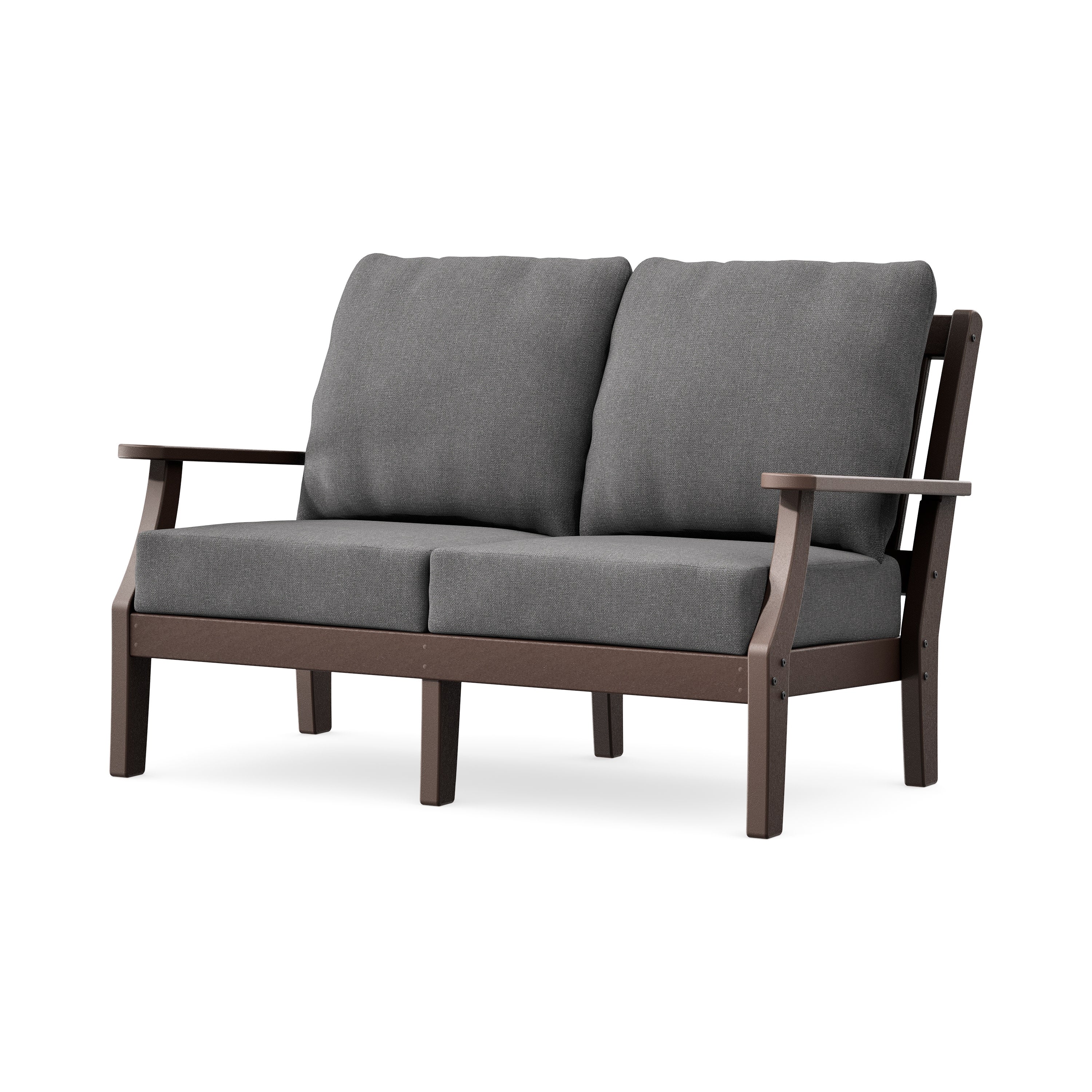 Chinoiserie Deep Seating Loveseat in Mahogany / Ash Charcoal