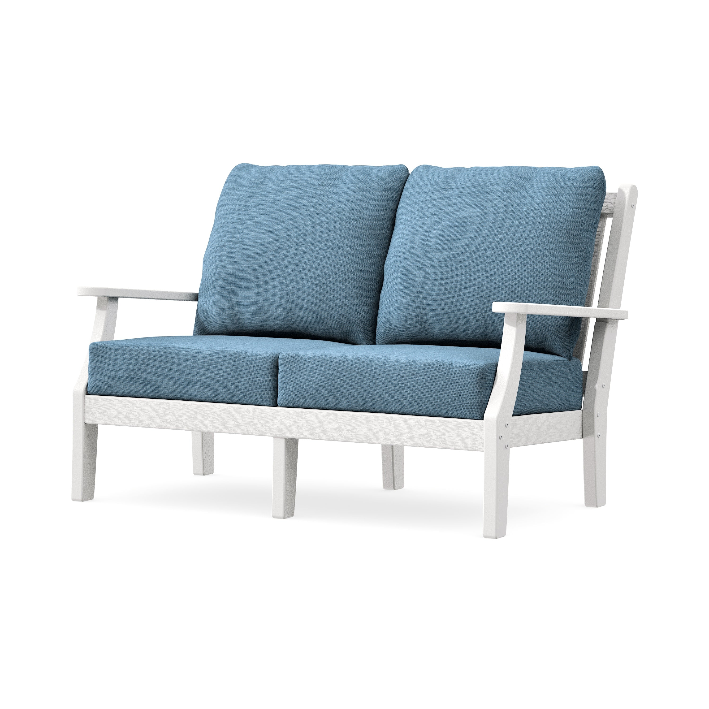 Wovendale Deep Seating Loveseat in Vintage White / Sky Blue