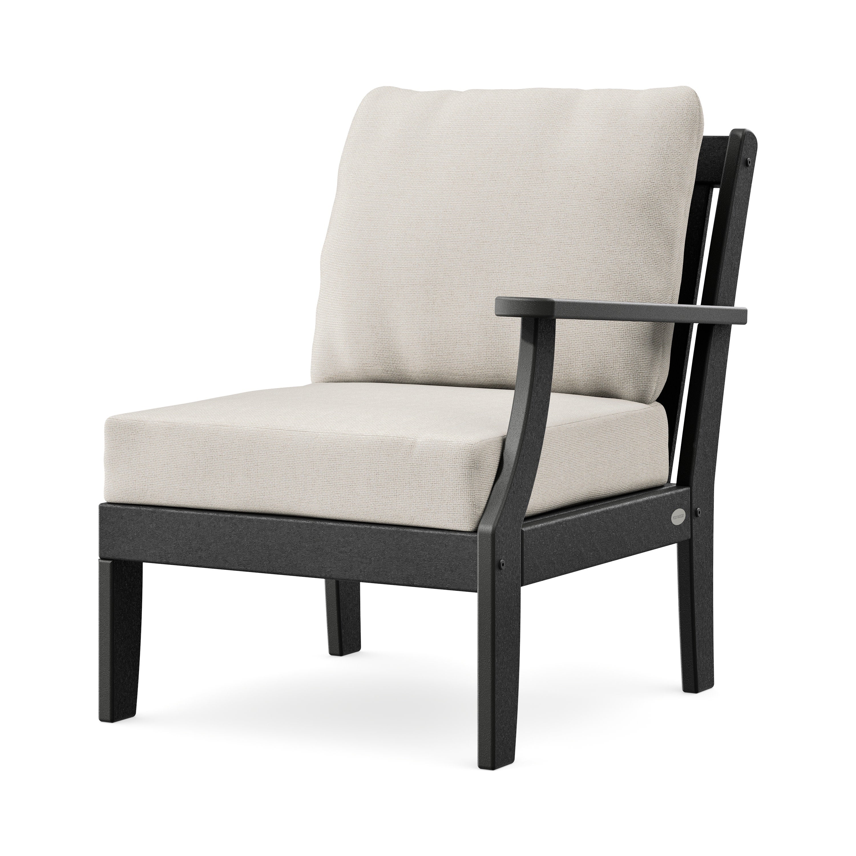 Braxton Modular Right Arm Chair in Black / Dune Burlap