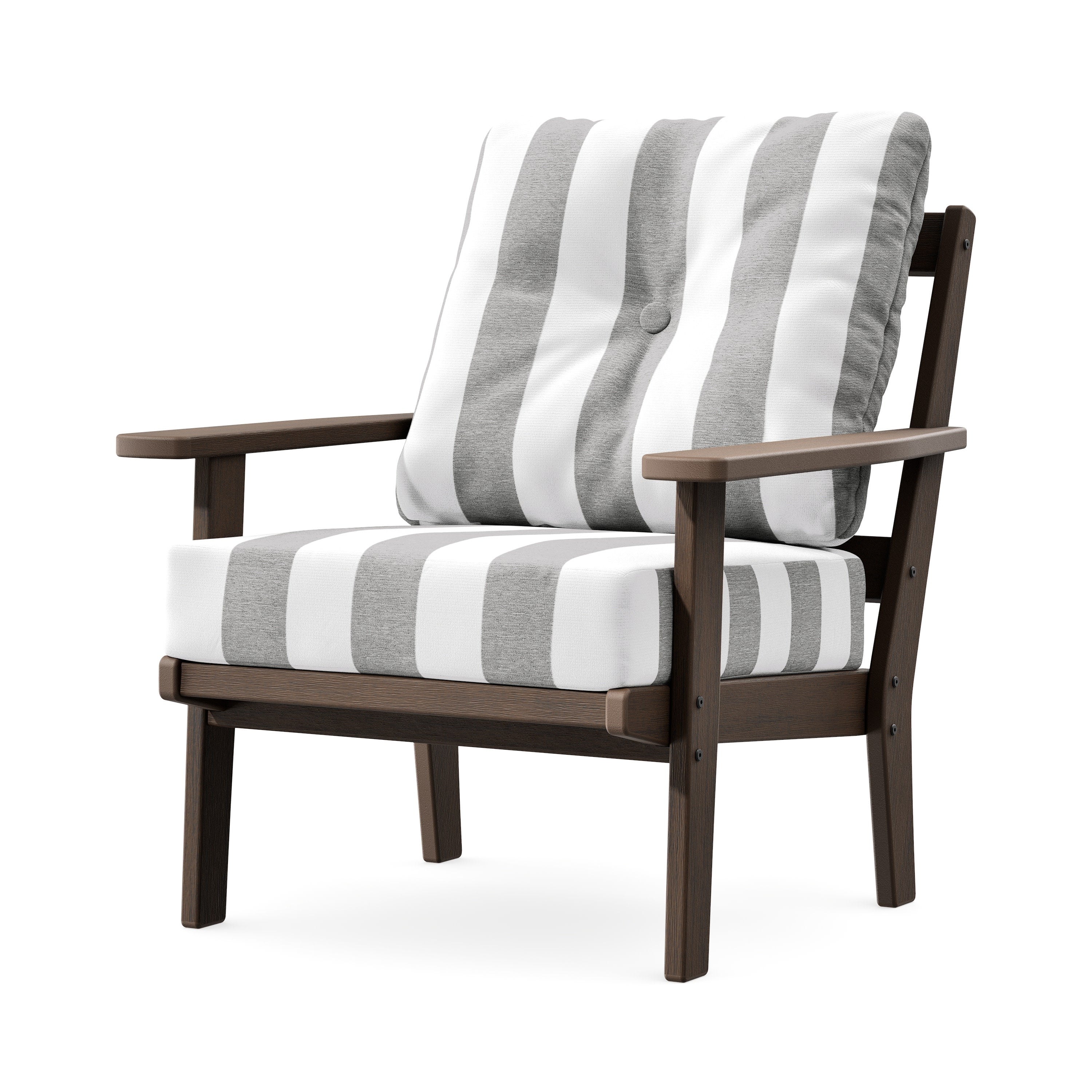 Prairie Deep Seating Chair in Kona / Cabana Stripe Grey Mist