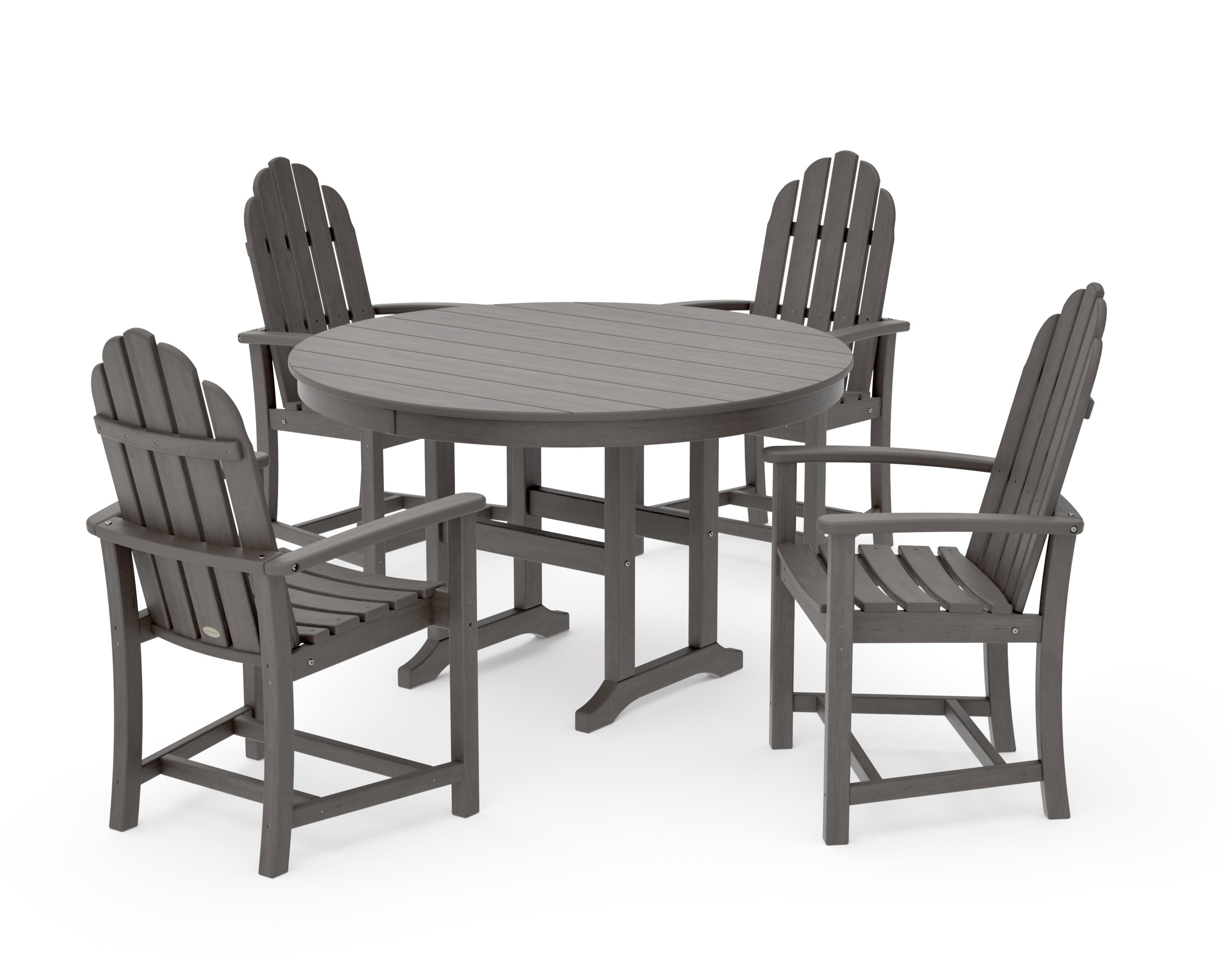 Classic Adirondack 5-Piece Round Farmhouse Dining Set in Driftwood