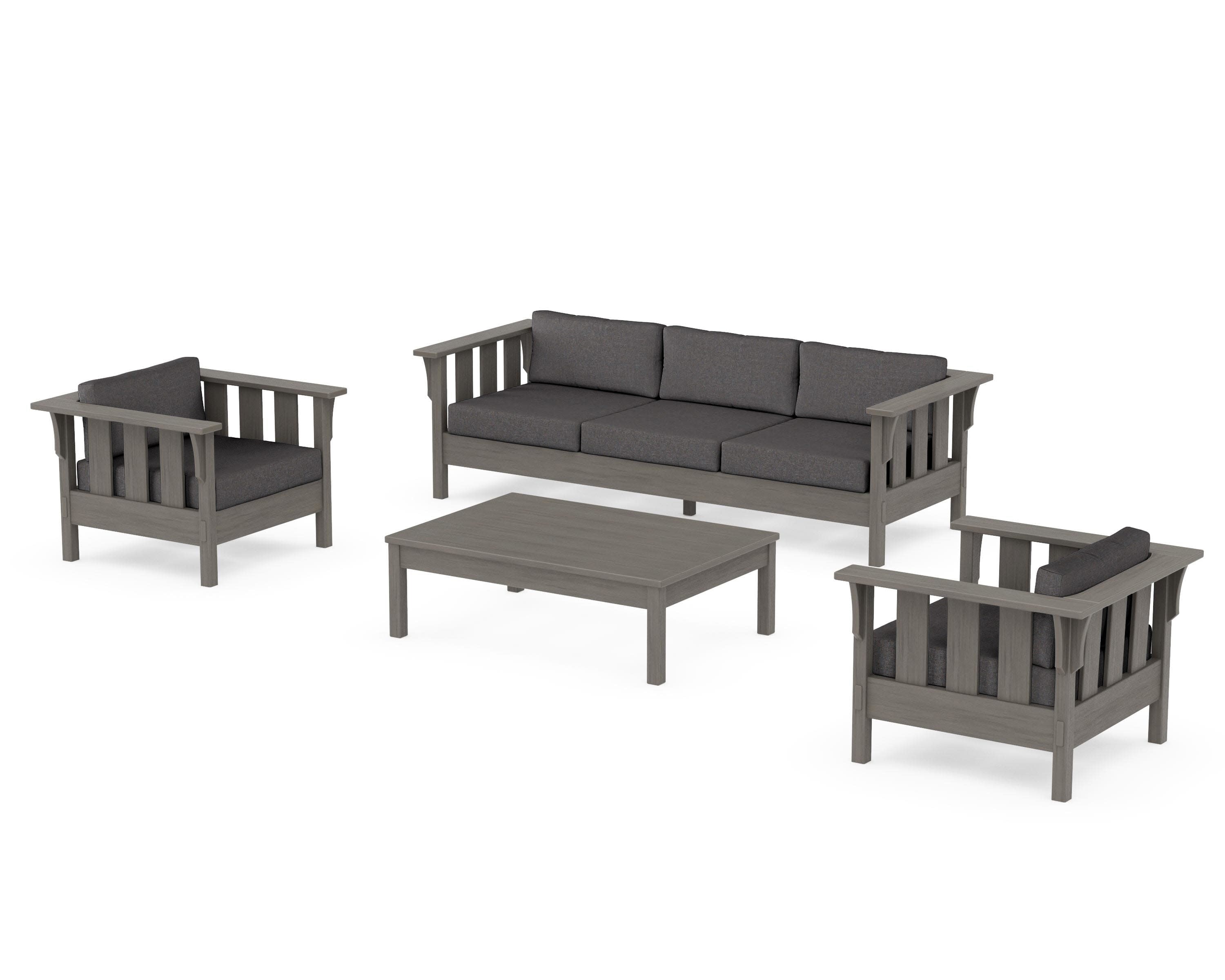 Acadia 4-Piece Deep Seating Set with Sofa in Driftwood / Ash Charcoal