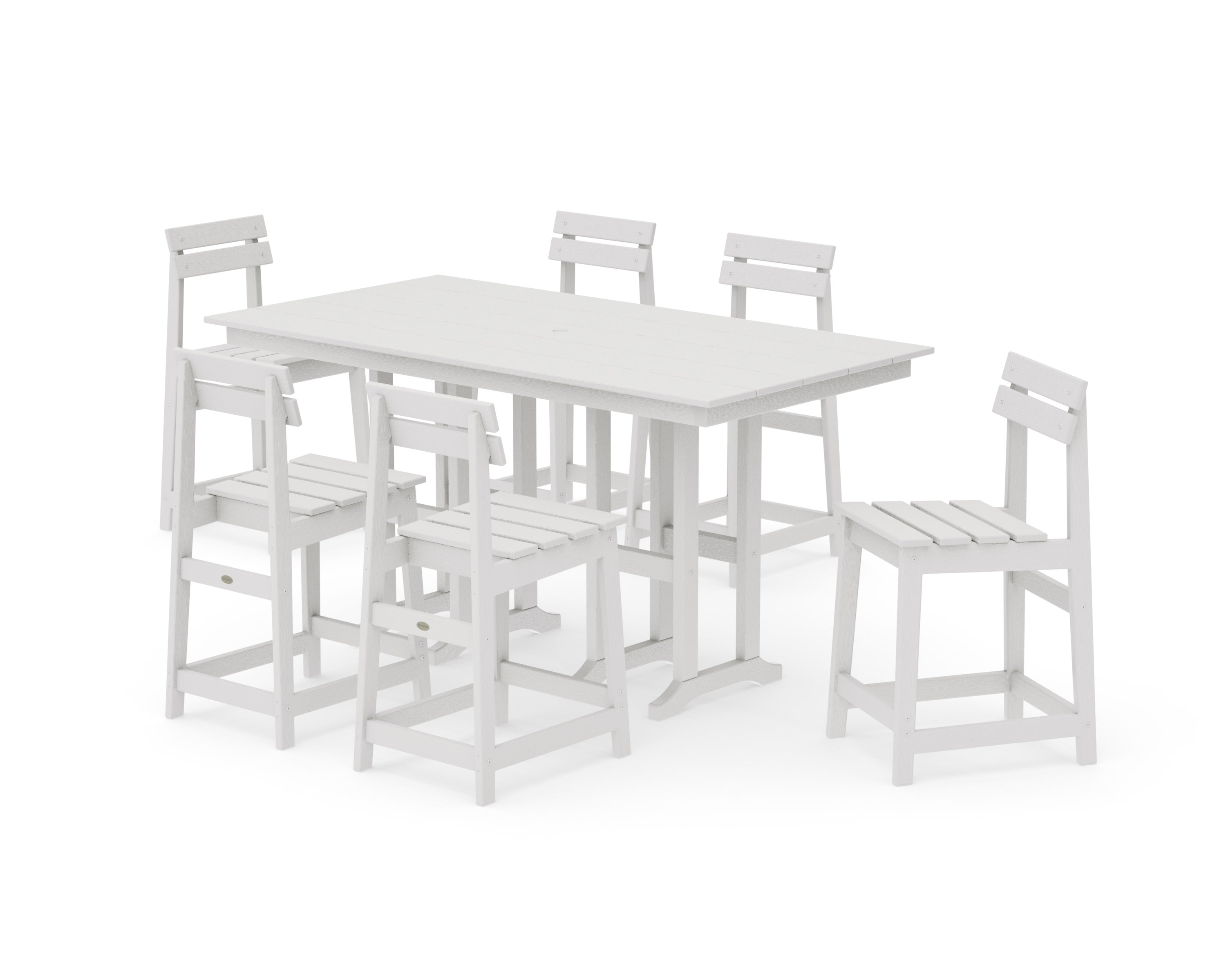 Modern Studio Plaza Counter Chair 7-Piece Set in Vintage White