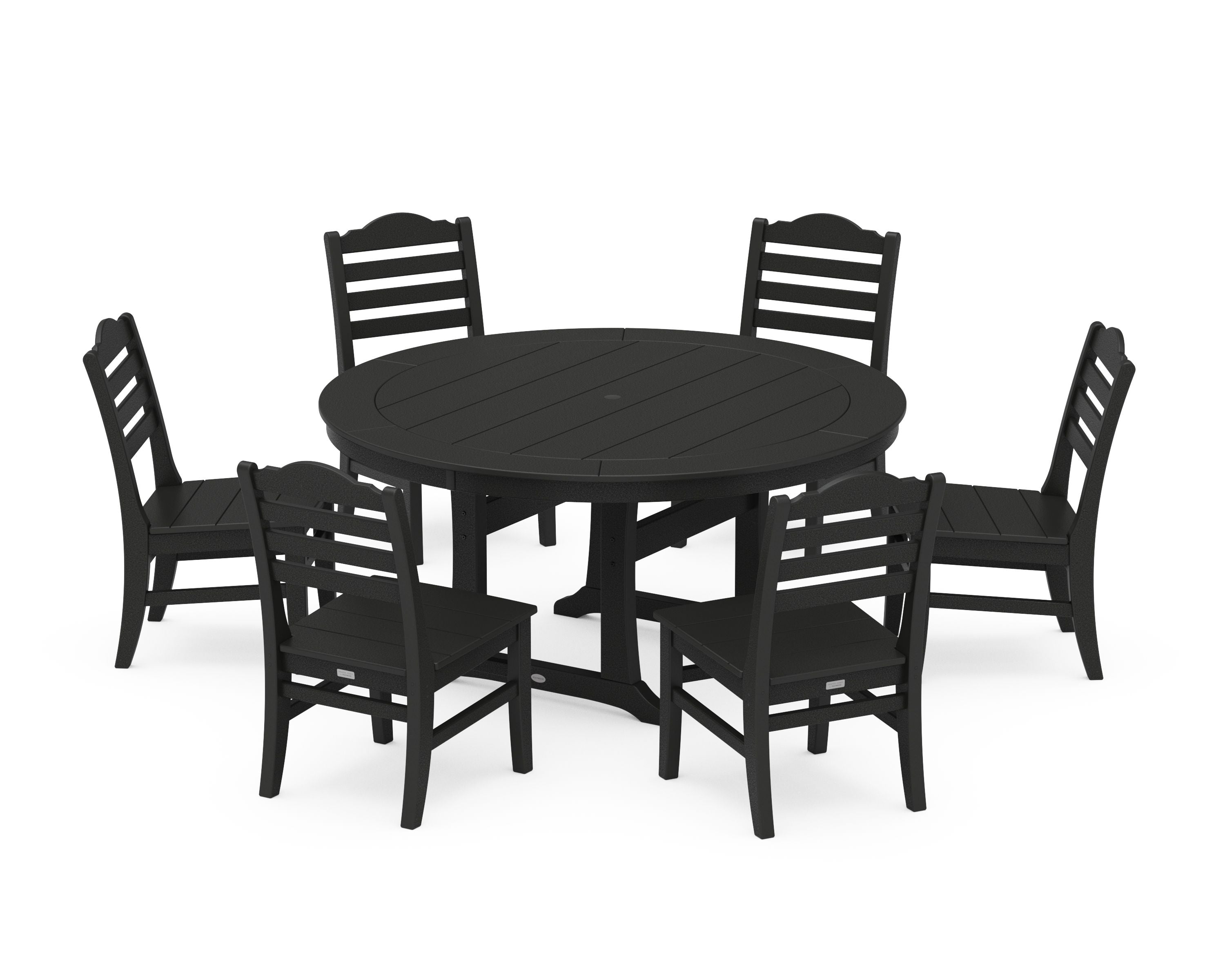 Savannah 7-Piece Side Chair Round Dining Set in Black