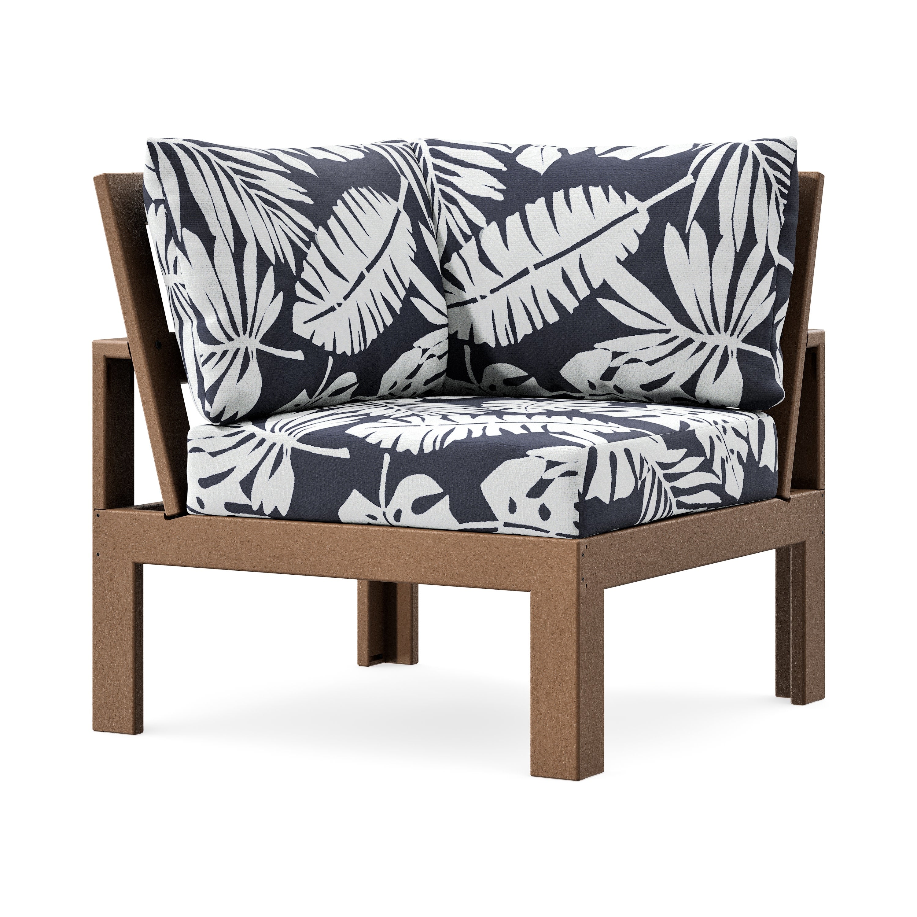 Modular Corner Chair in Teak / Leaf Navy
