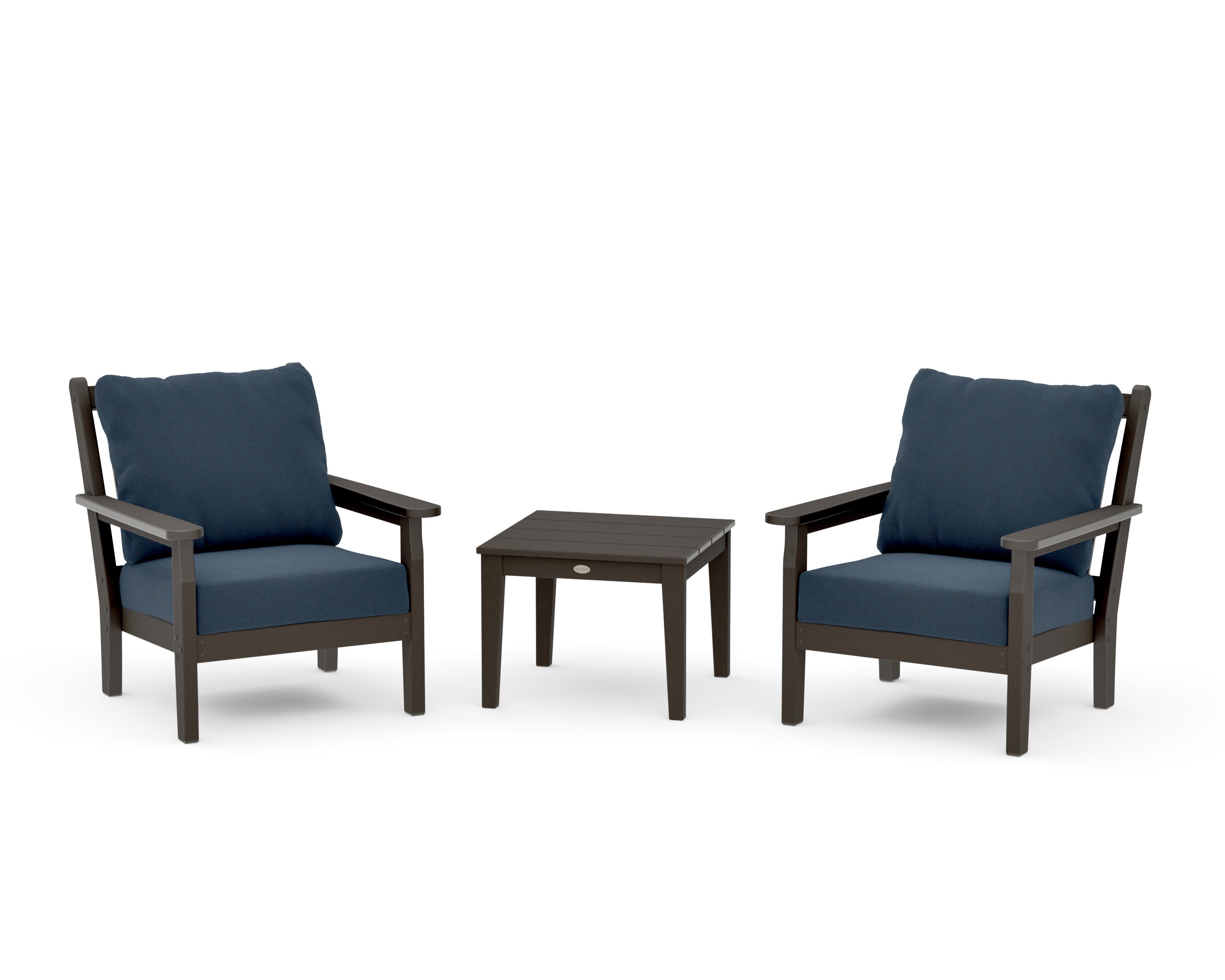 Chippendale 3-Piece Deep Seating Set in Vintage Coffee / Marine Indigo