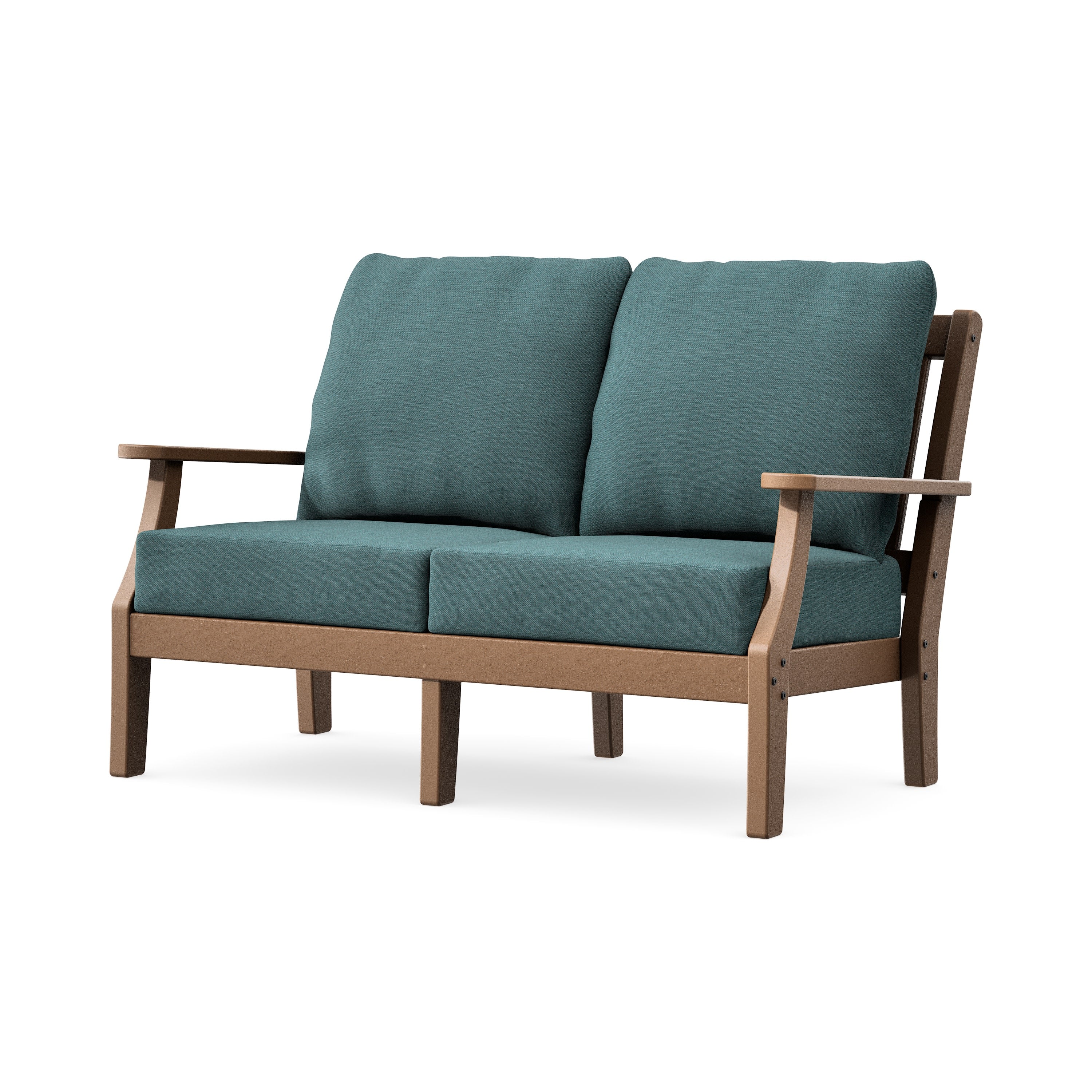 Chinoiserie Deep Seating Loveseat in Teak / Ocean Teal
