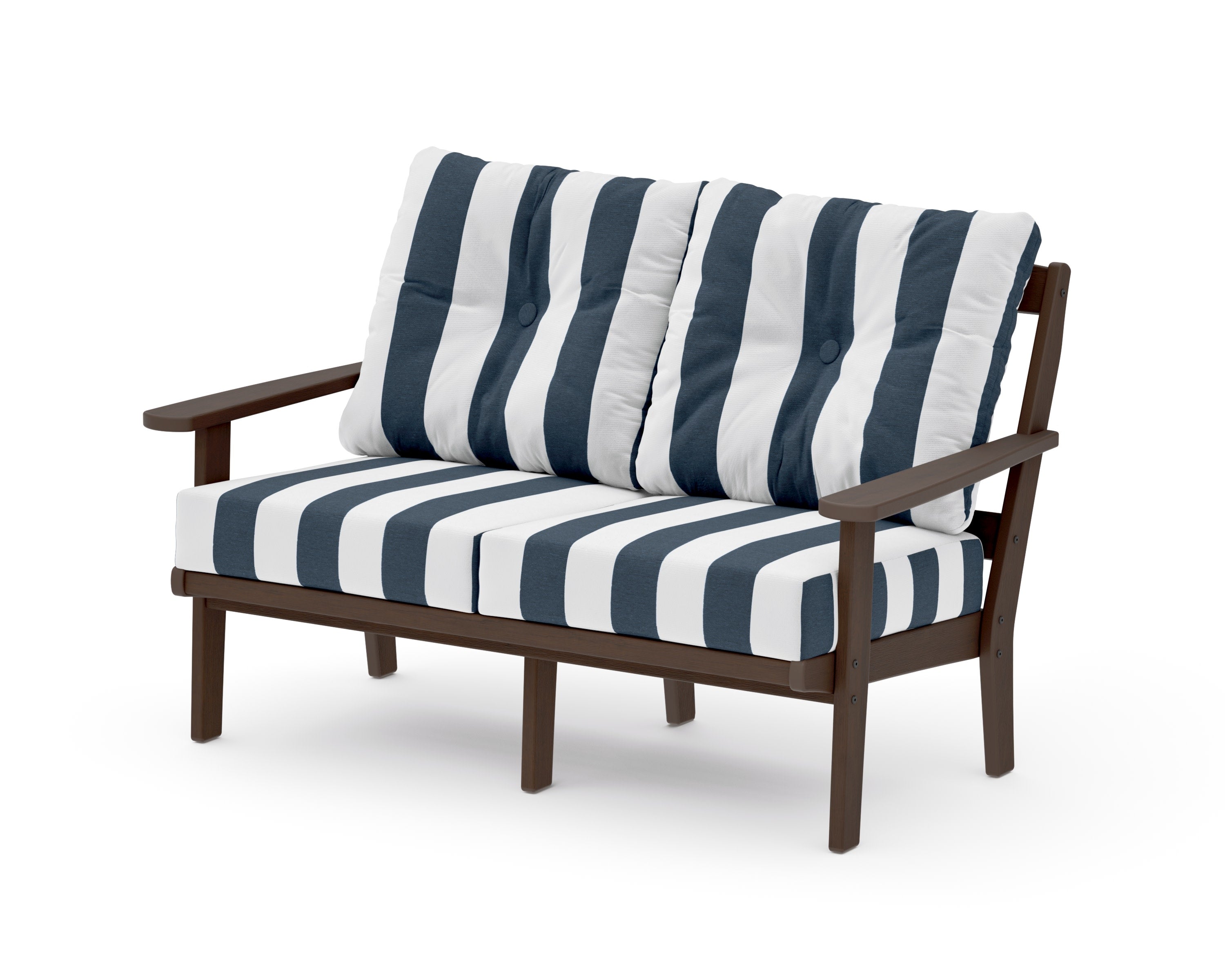 Mission Deep SeatingLoveseat in Kona / Cabana Stripe Marine Indigo