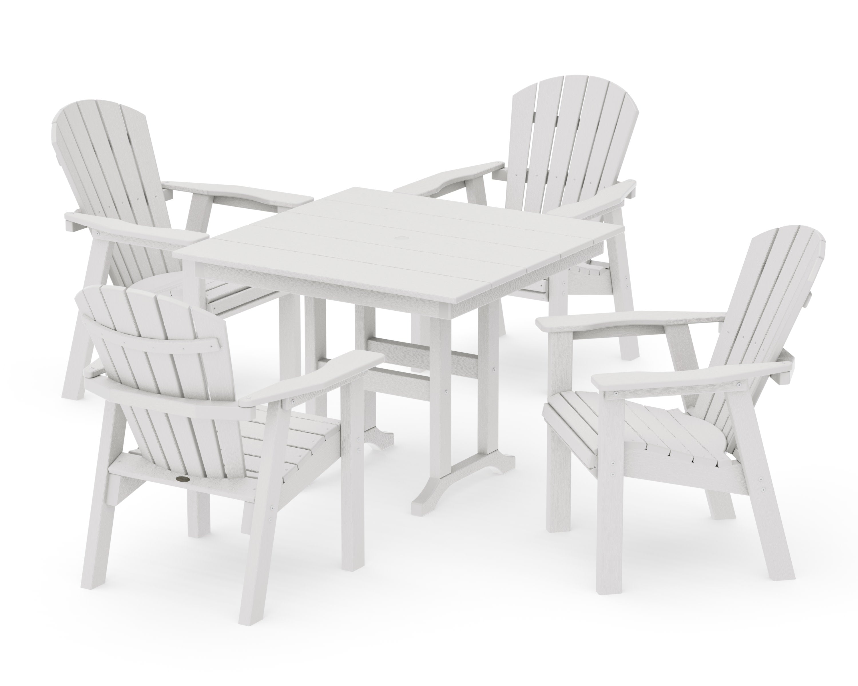 Seashell Chair 5-Piece Farmhouse Dining Set in Vintage White