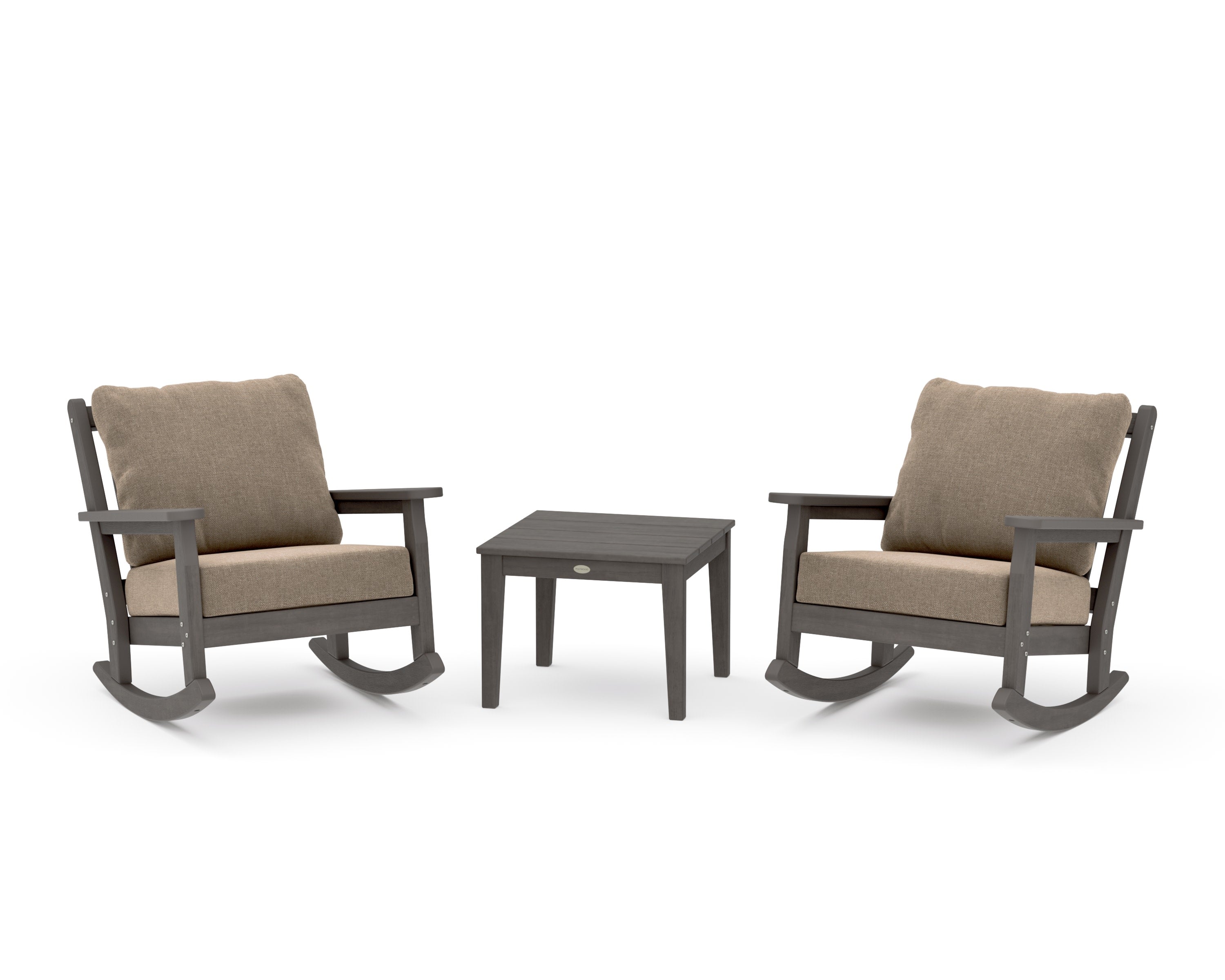 Chippendale 3-Piece Deep Seating Rocker Set in Driftwood / Spiced Burlap