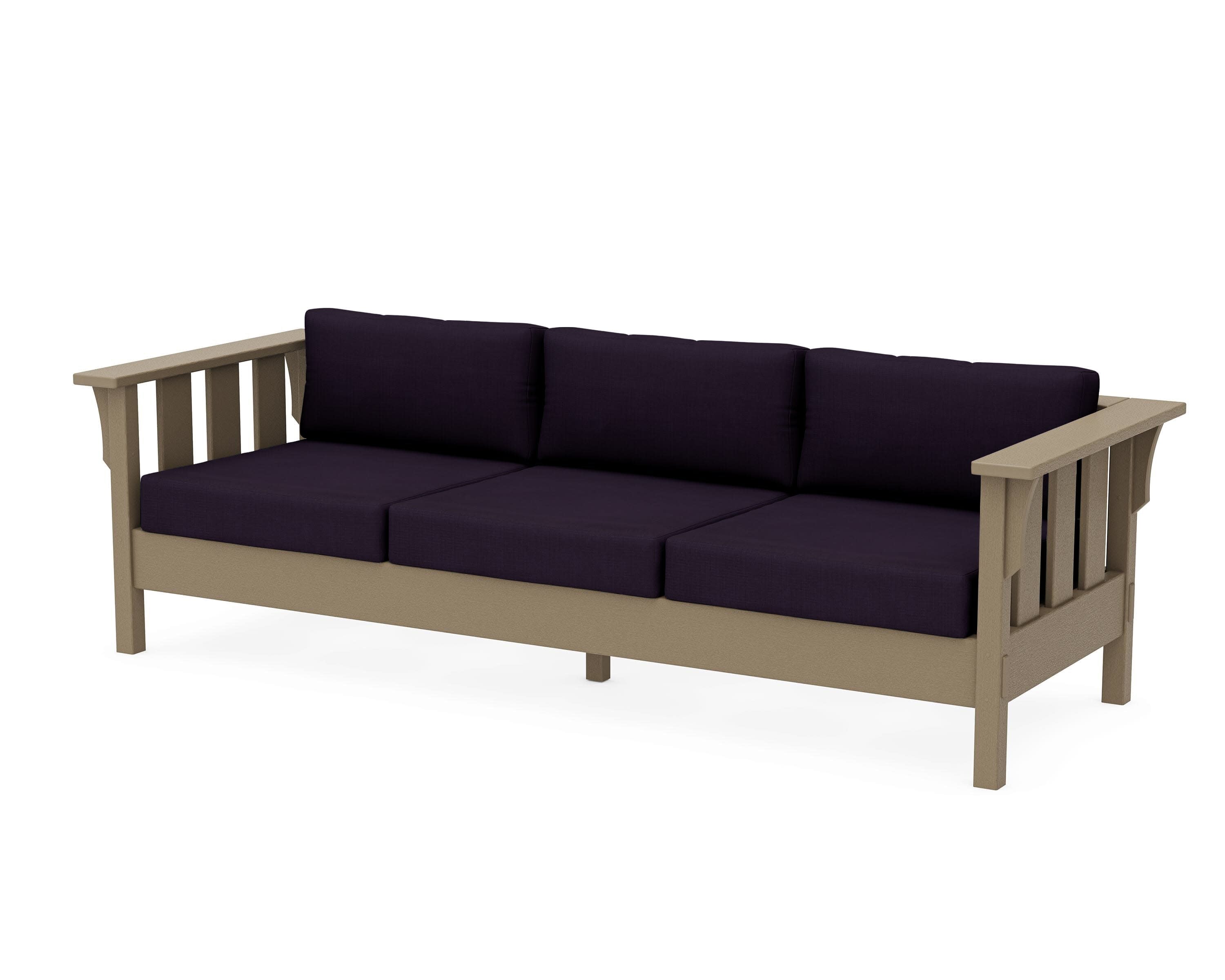 Acadia Deep Seating Sofa in Vintage Sahara / Navy Linen