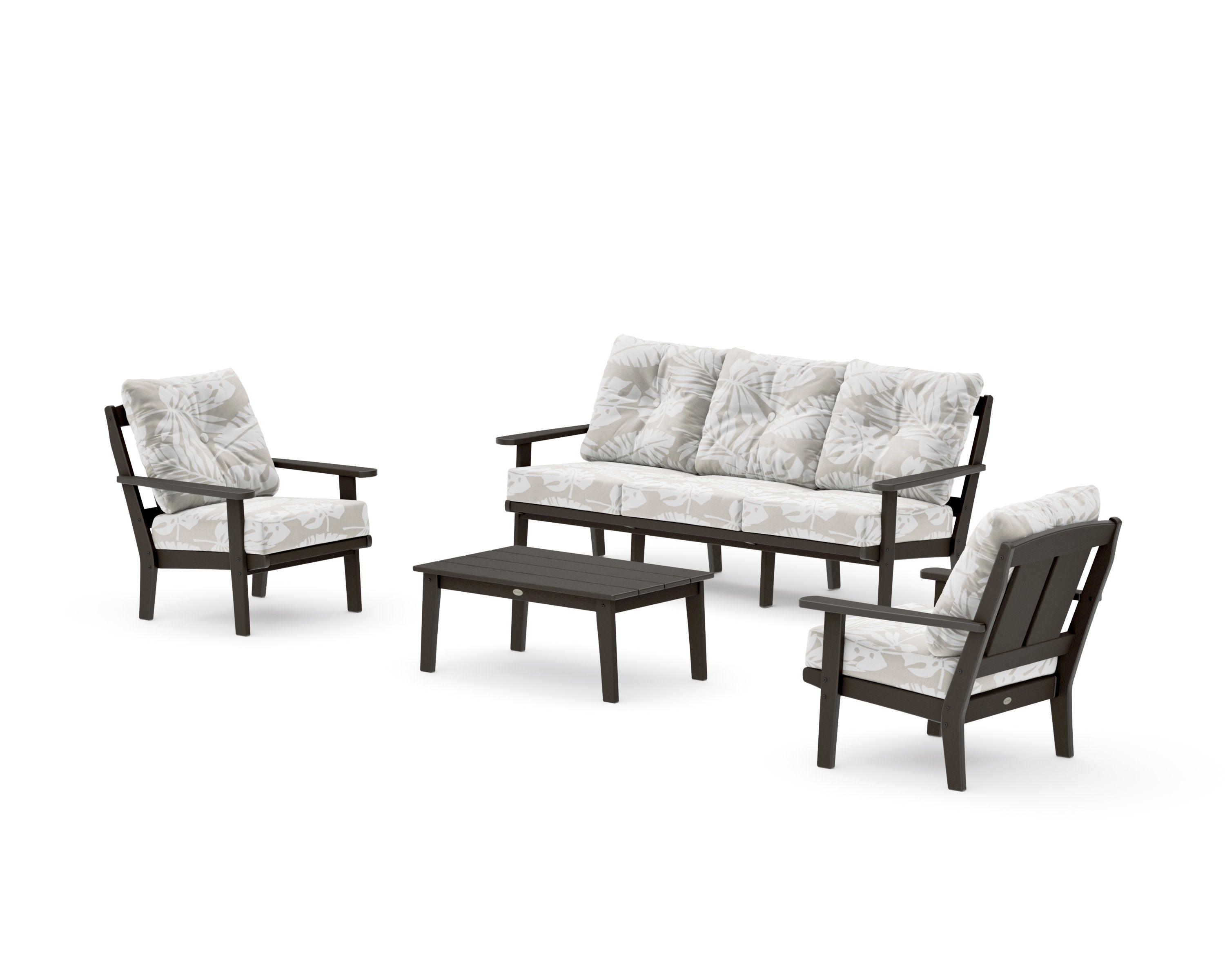 Mission 4-Piece Deep Seating Set with Sofa in Vintage Coffee / Leaf Dune Burlap