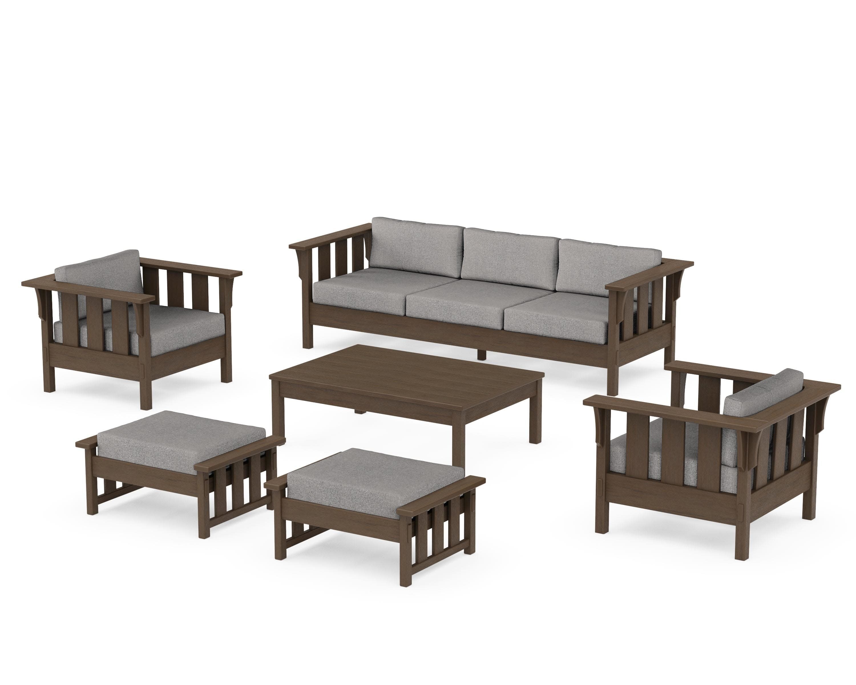 Acadia 6-Piece Lounge Sofa Set in Kona / Grey Mist