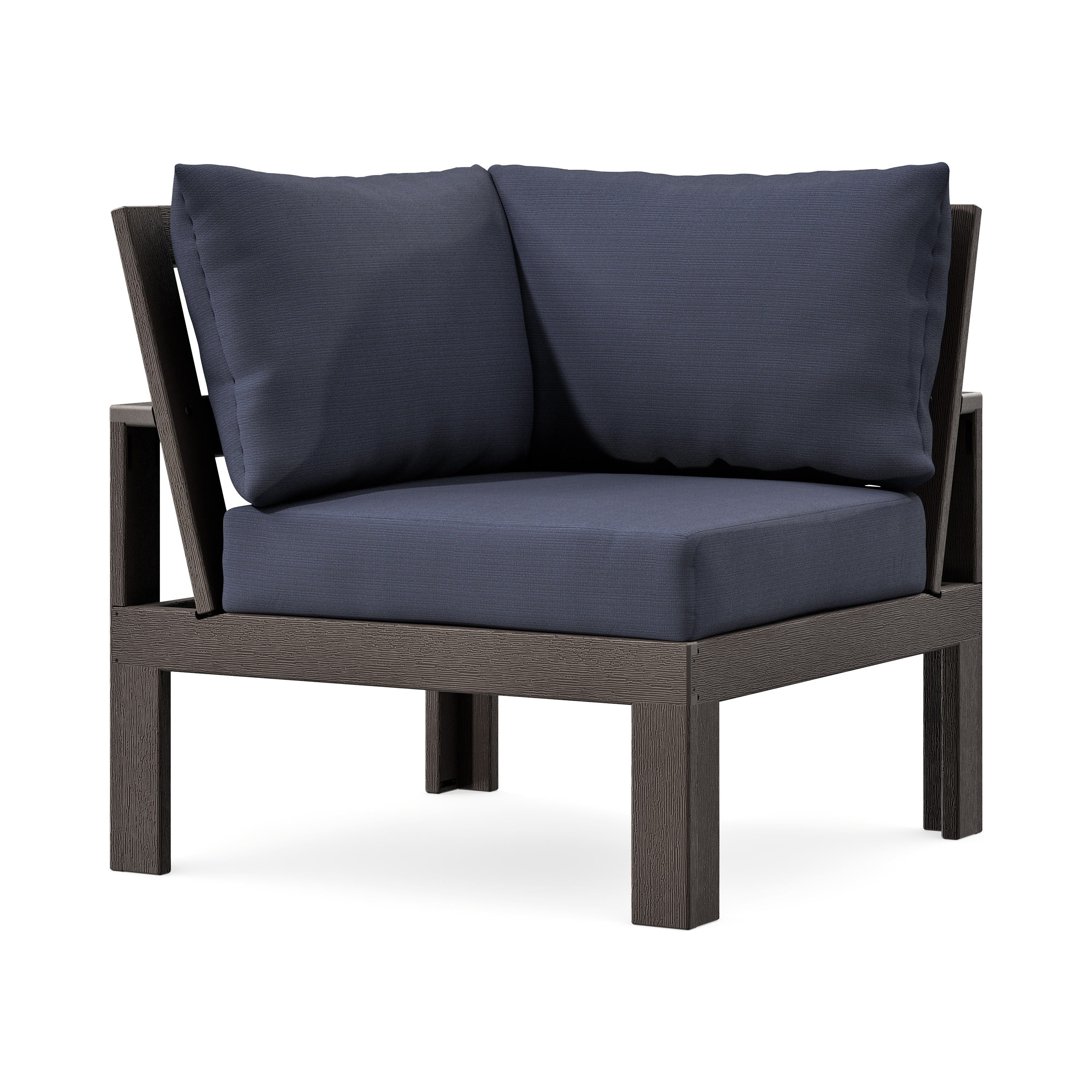 Modular Corner Chair in Vintage Coffee / Navy Linen