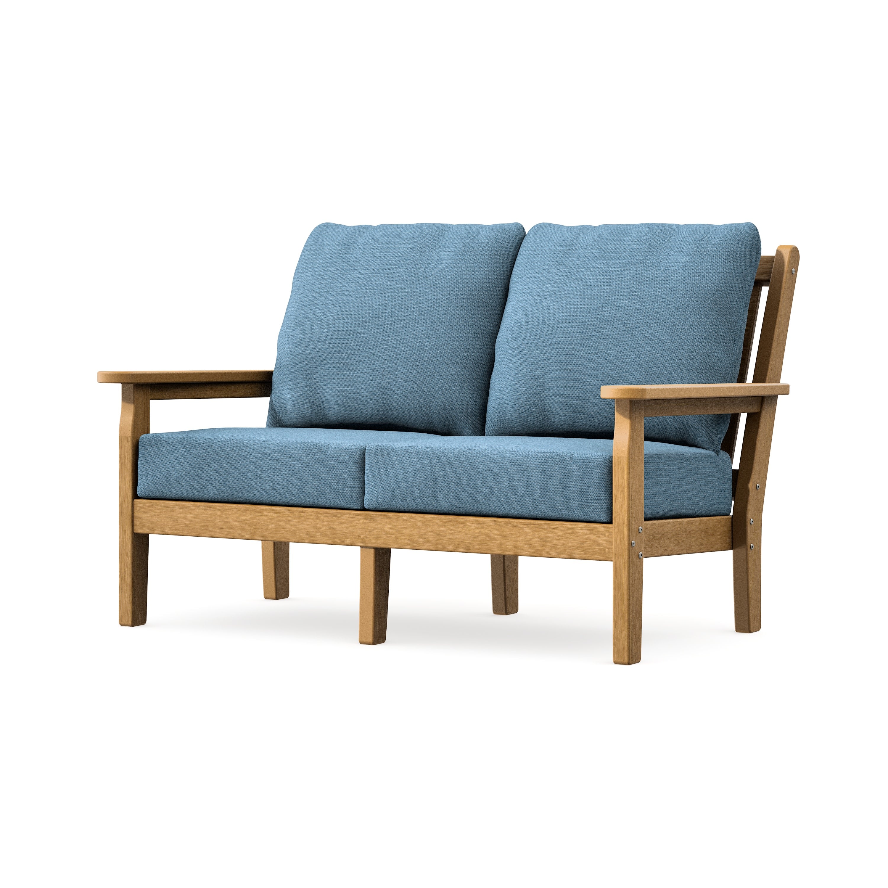 Chippendale Deep Seating Loveseat in Natural / Sky Blue