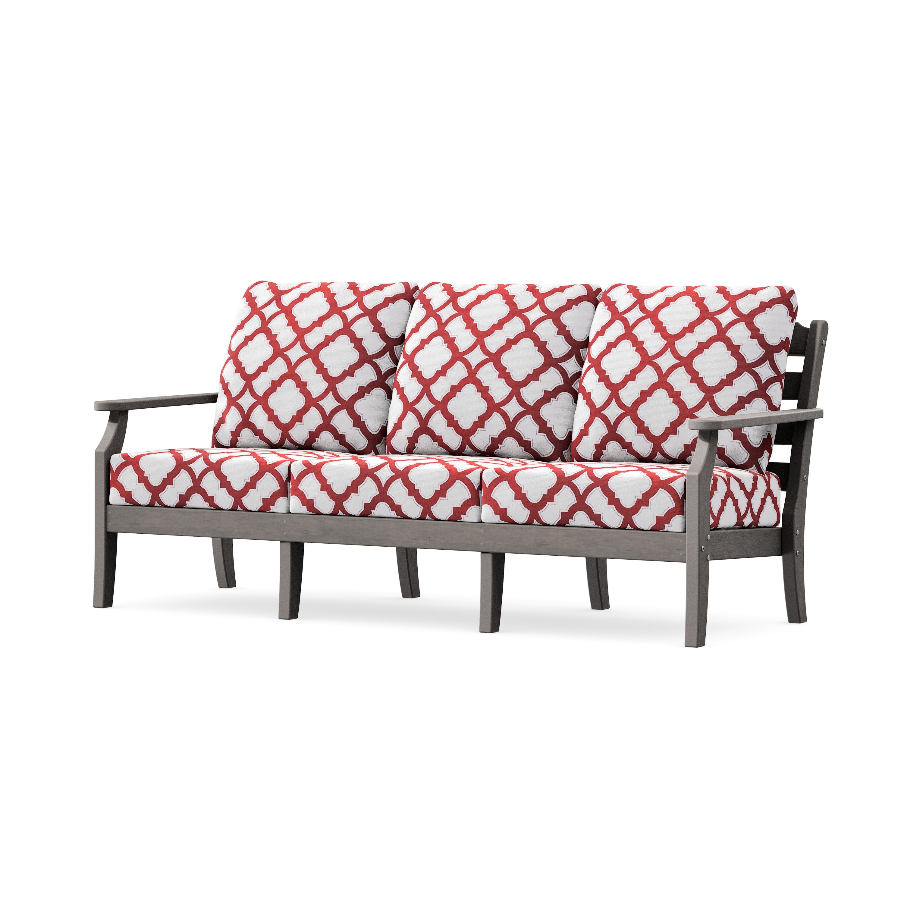 Savannah Deep Seating Sofa in Driftwood / Trellis Crimson