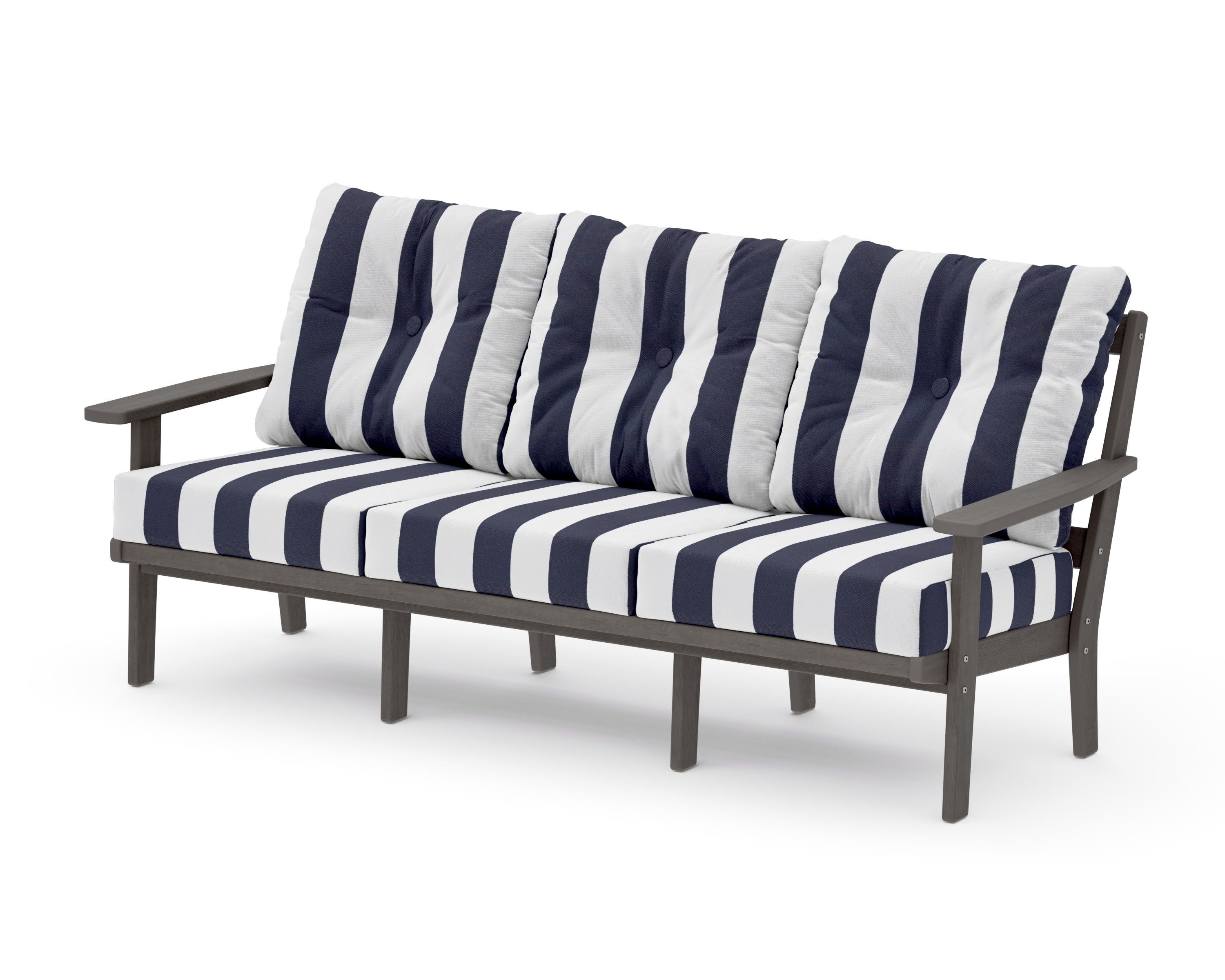PrairieDeep Seating Sofa in Driftwood / Cabana Stripe Navy