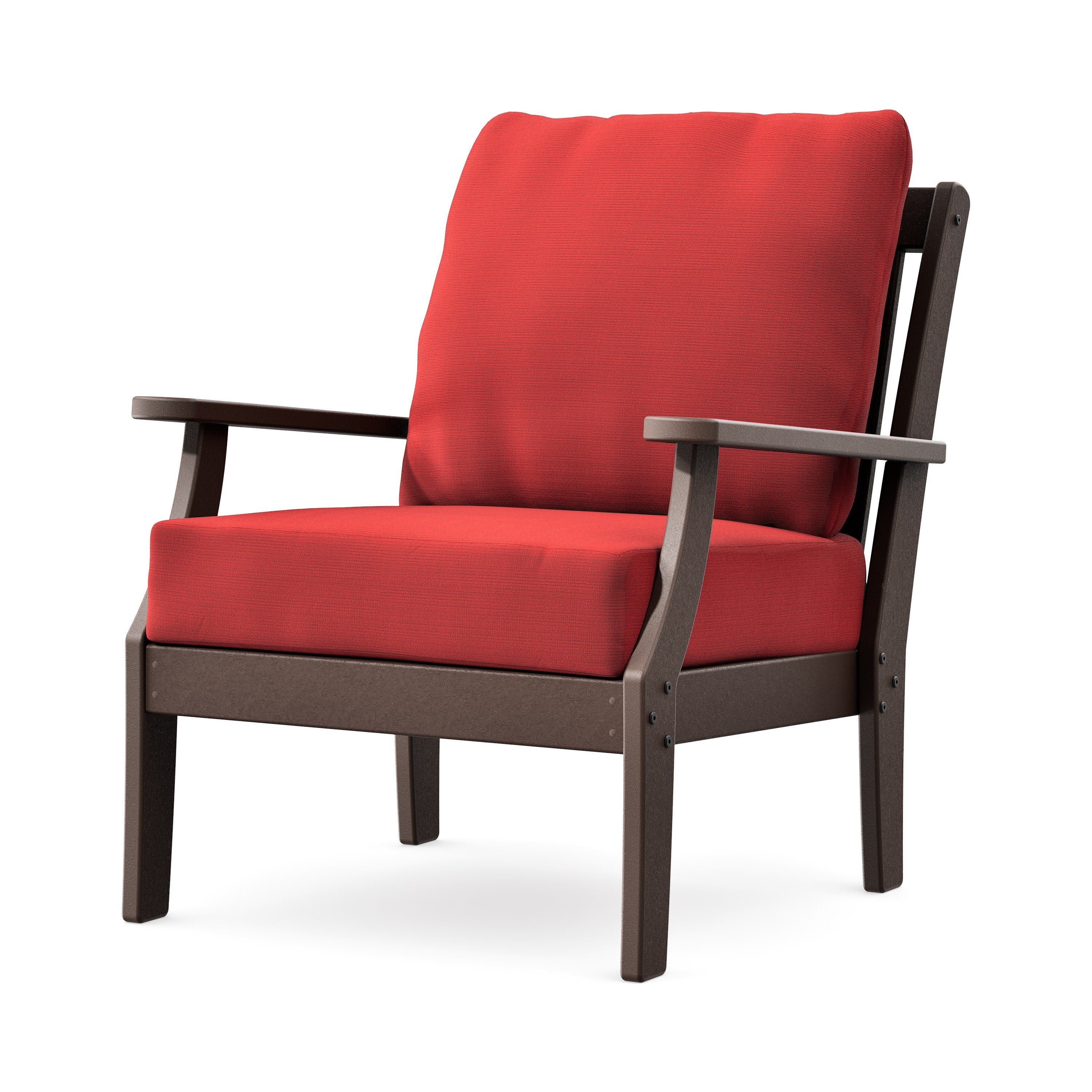 Braxton Deep Seating Chair in Mahogany / Crimson Linen