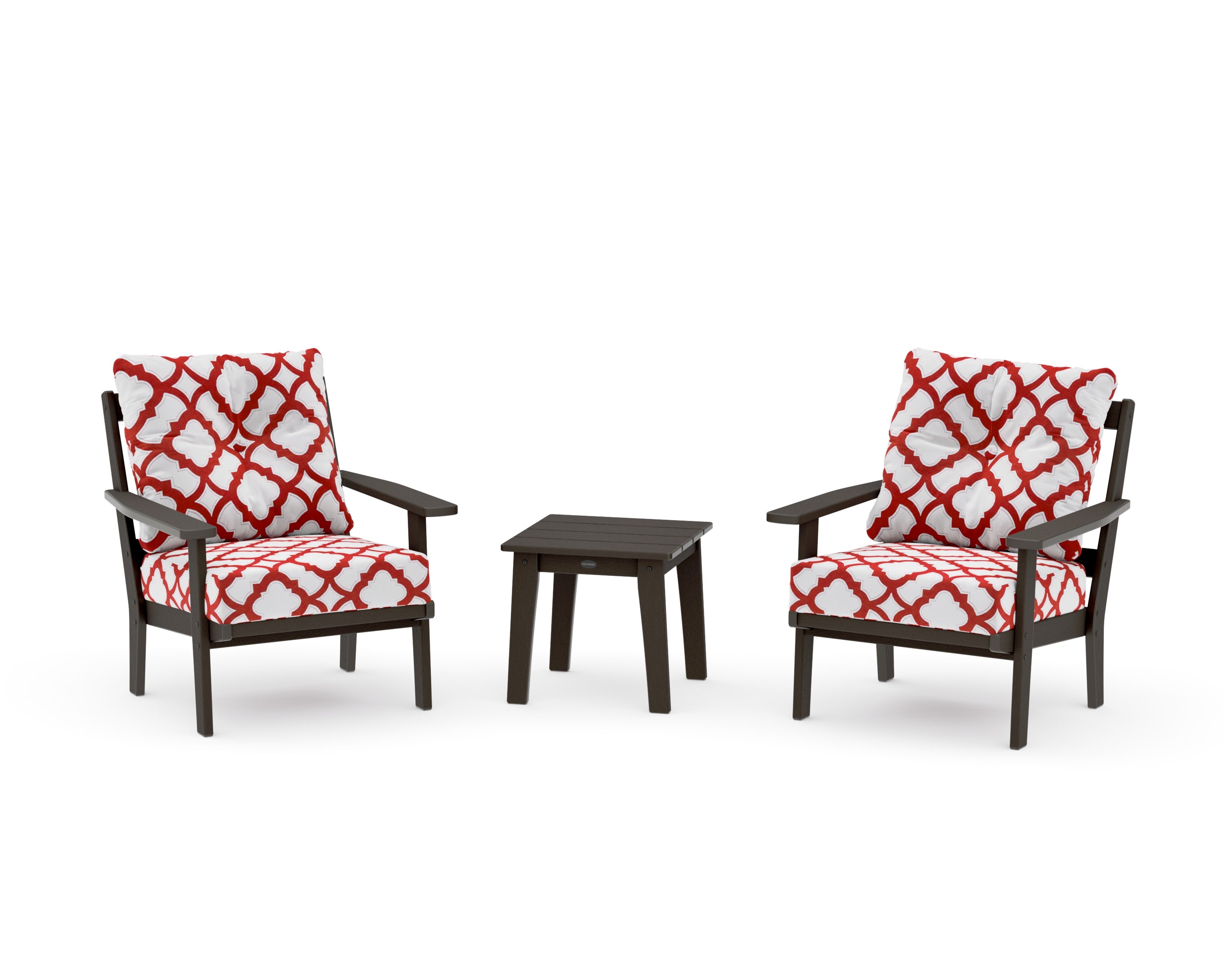Oxford 3-Piece Deep Seating Set in Vintage Coffee / Trellis Crimson
