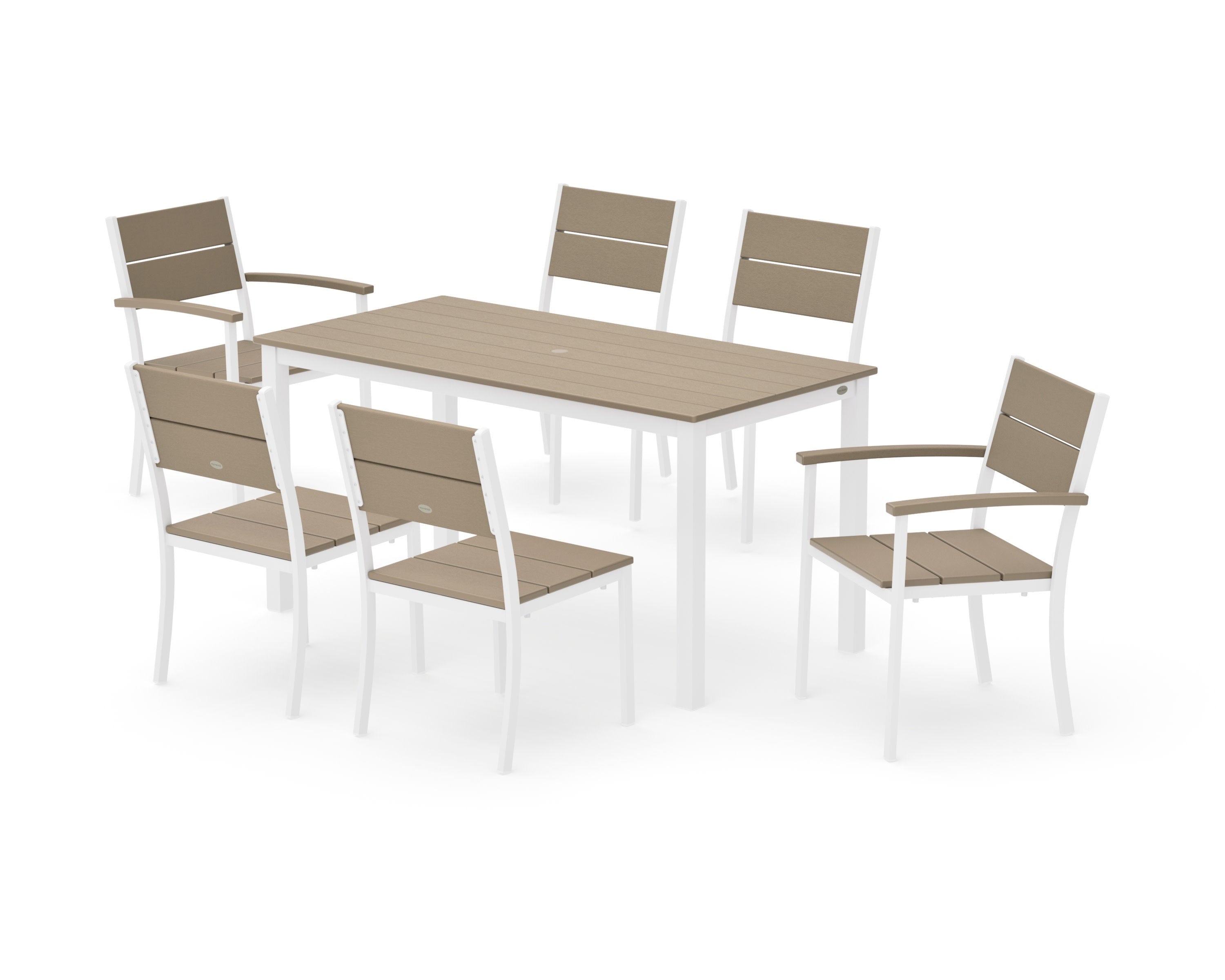 Main Street 7-Piece Dining Set in White / Vintage Sahara