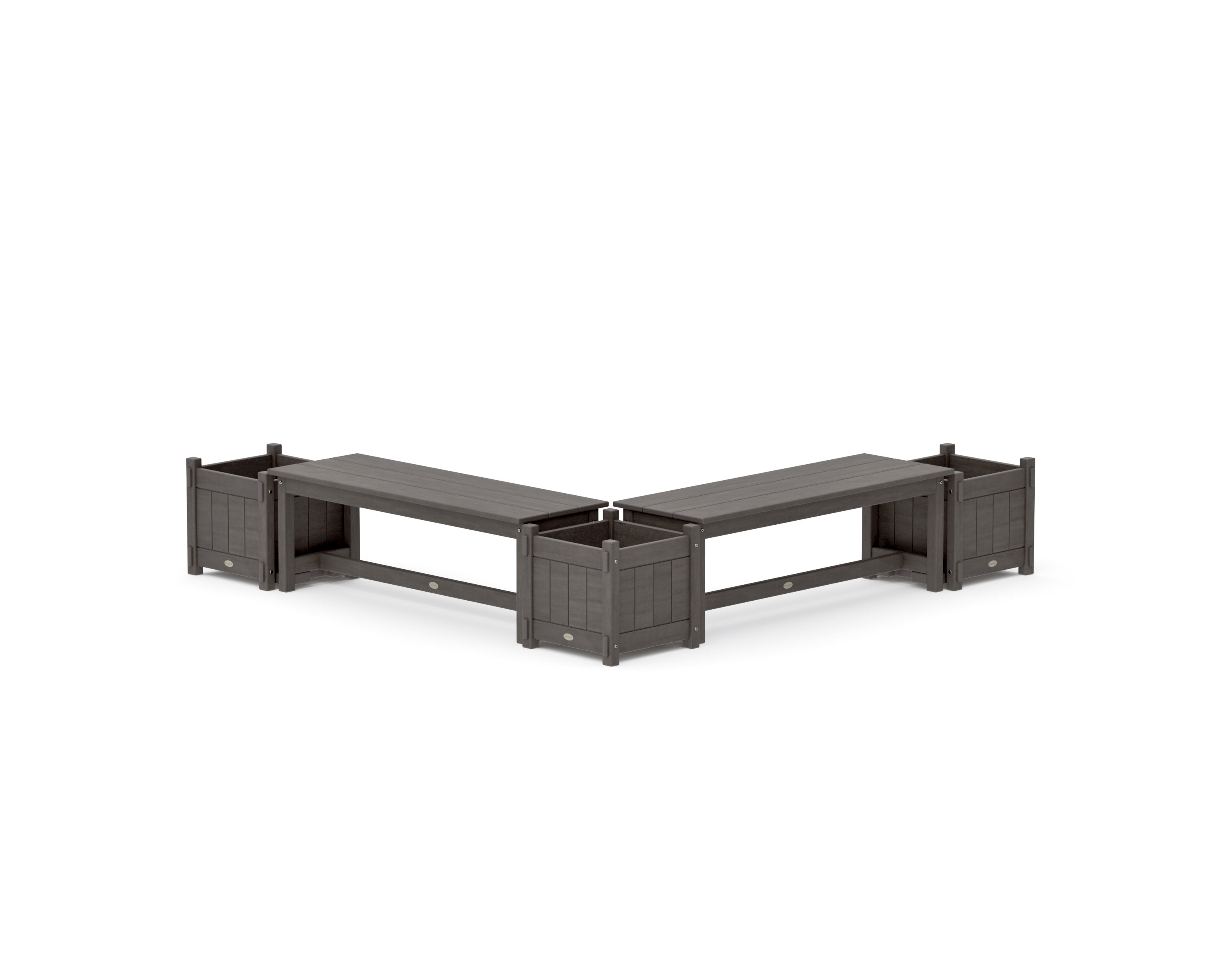 48" Vineyard L- Shaped Planter Bench Corner Set in Driftwood