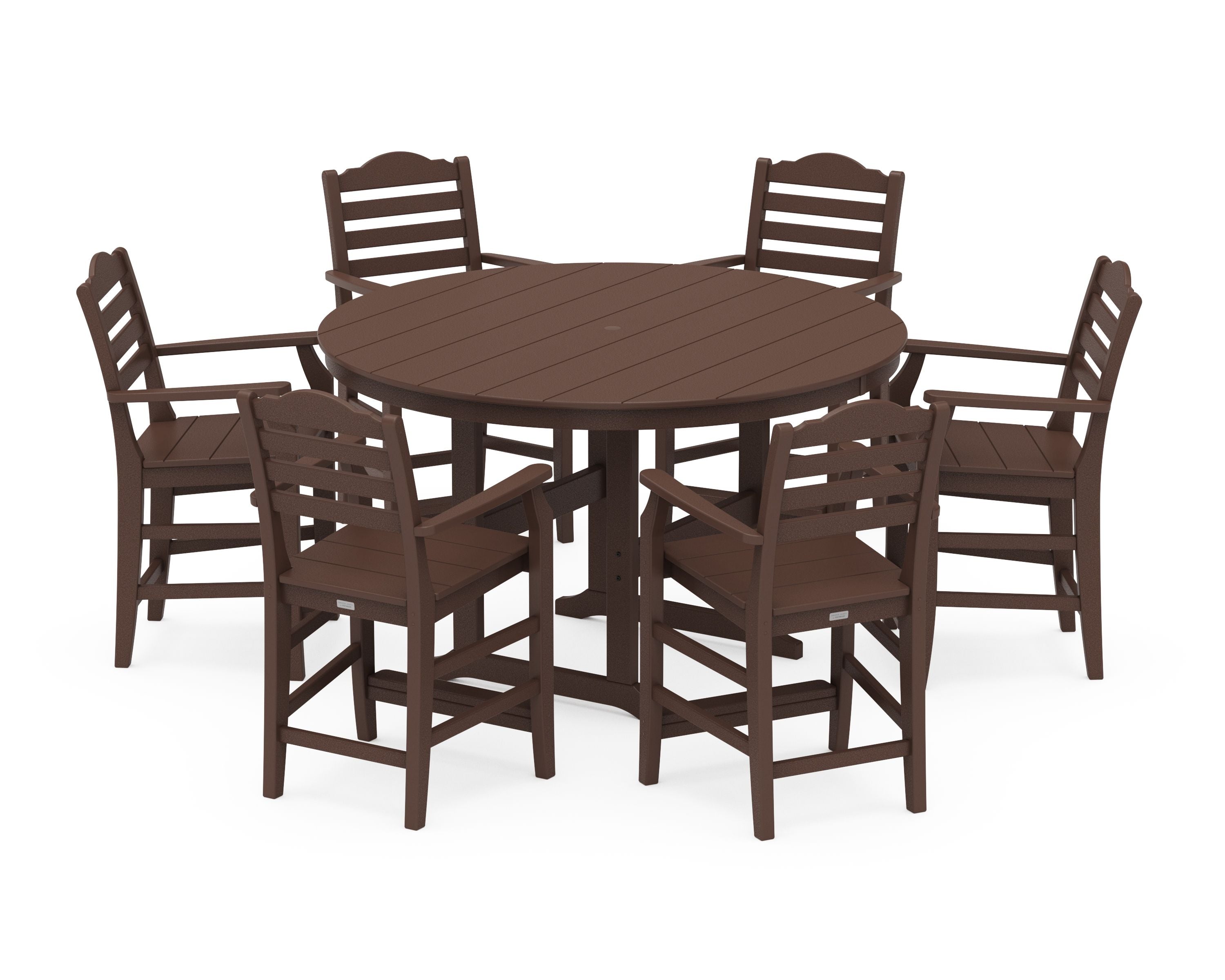 Savannah 7-Piece Arm Chair Round Farmhouse Counter Set in Mahogany