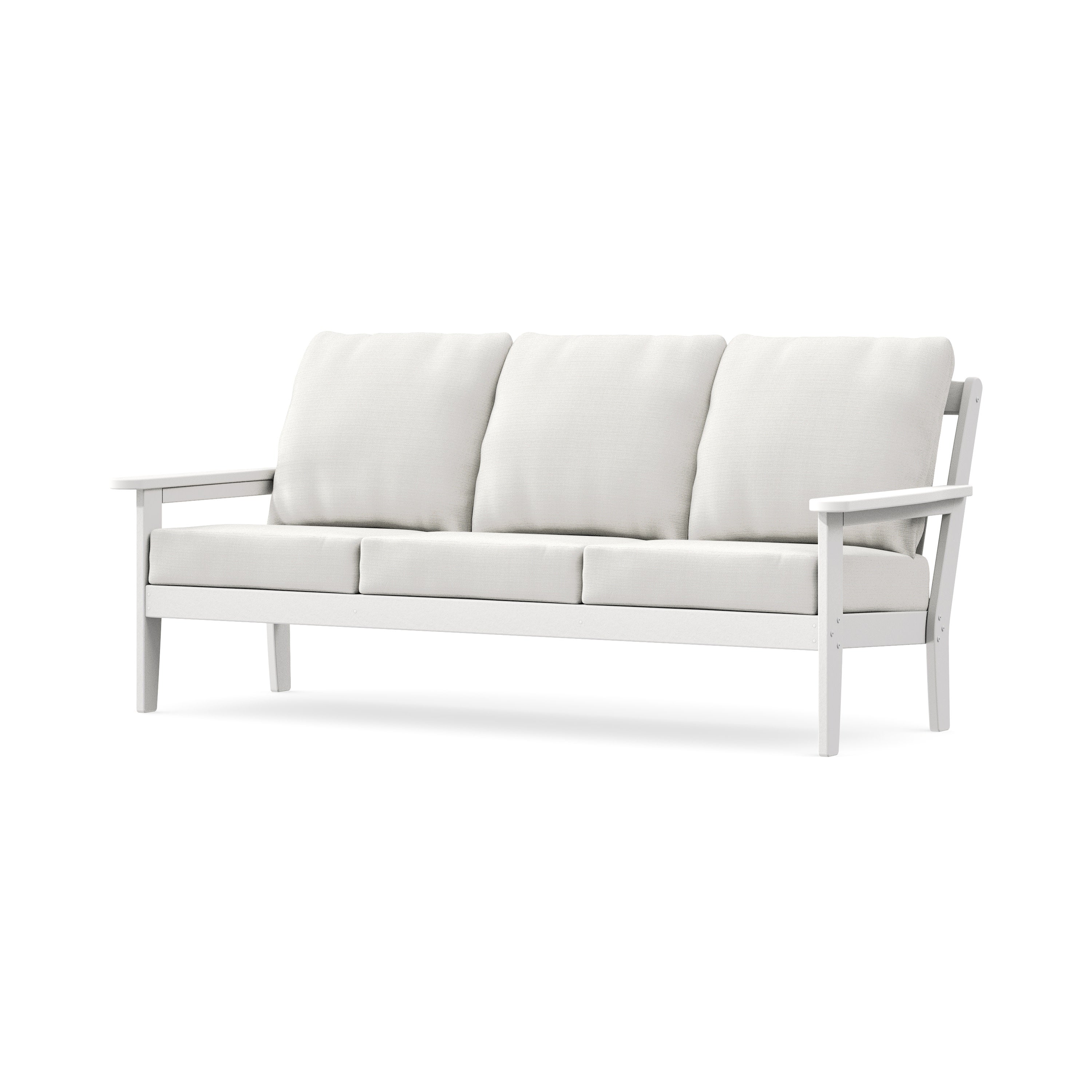 Cottage Deep Seating Sofa in White / Natural Linen