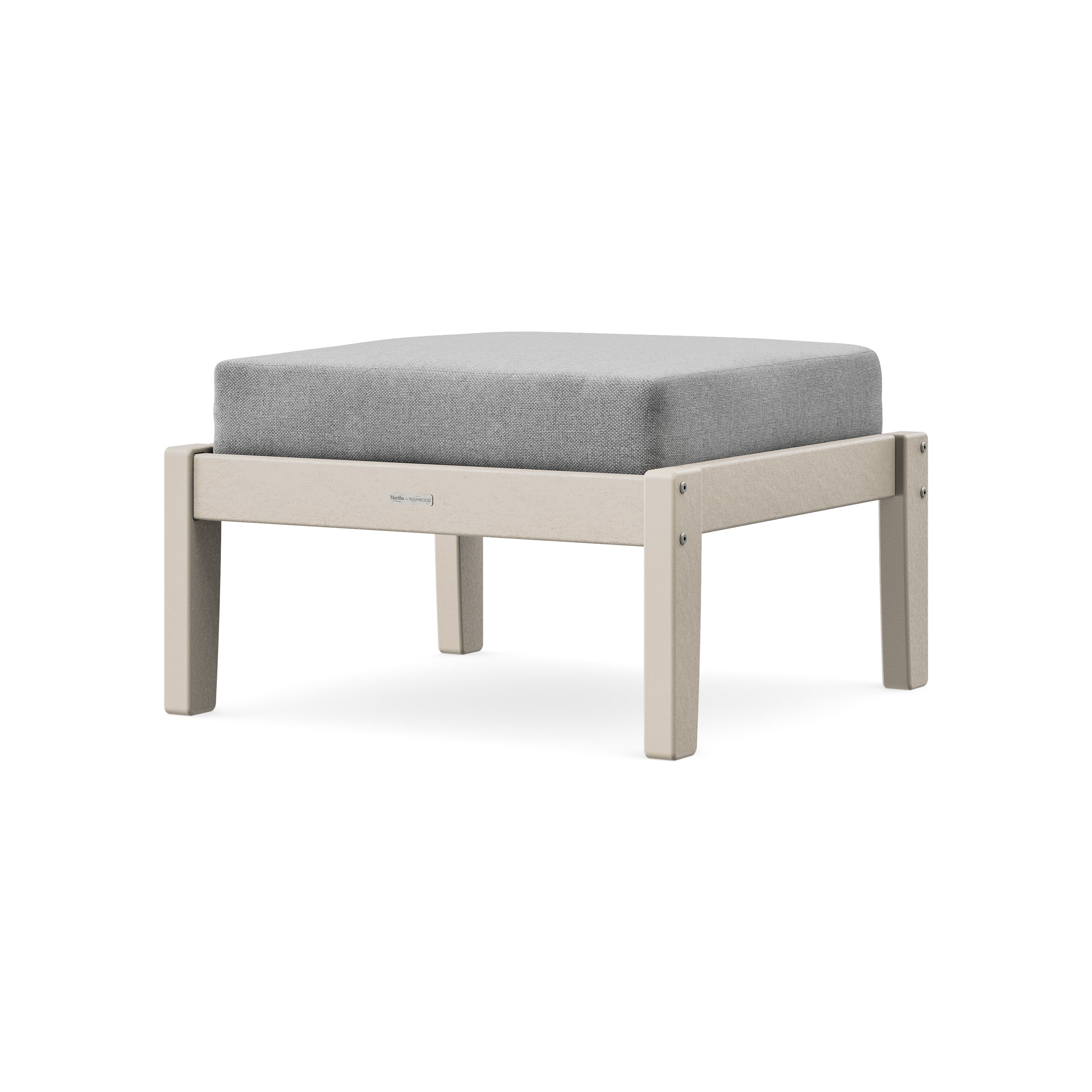 Chinoiserie Deep Seating Ottoman in Sand / Grey Mist