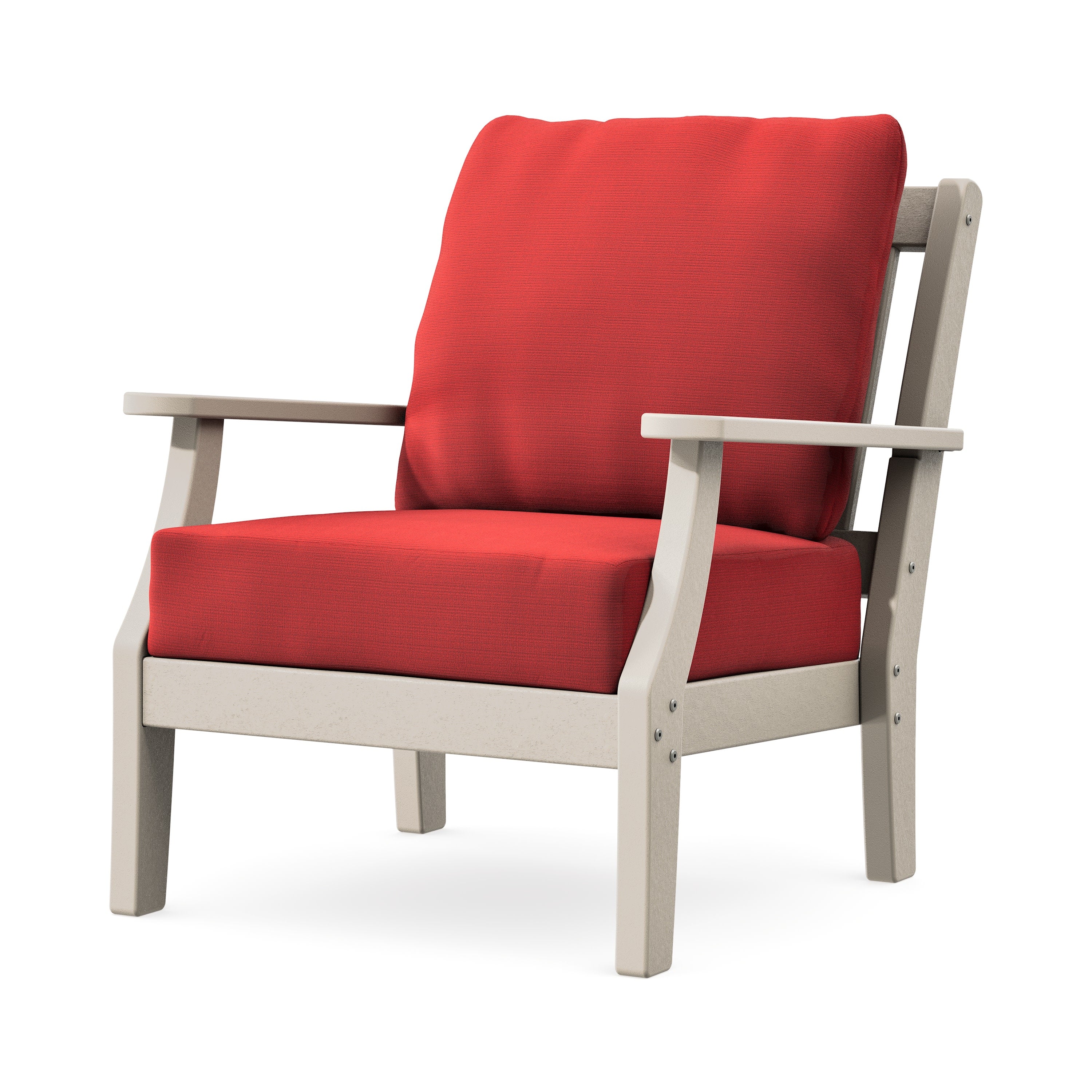 Chinoiserie Deep Seating Chair in Sand / Crimson Linen