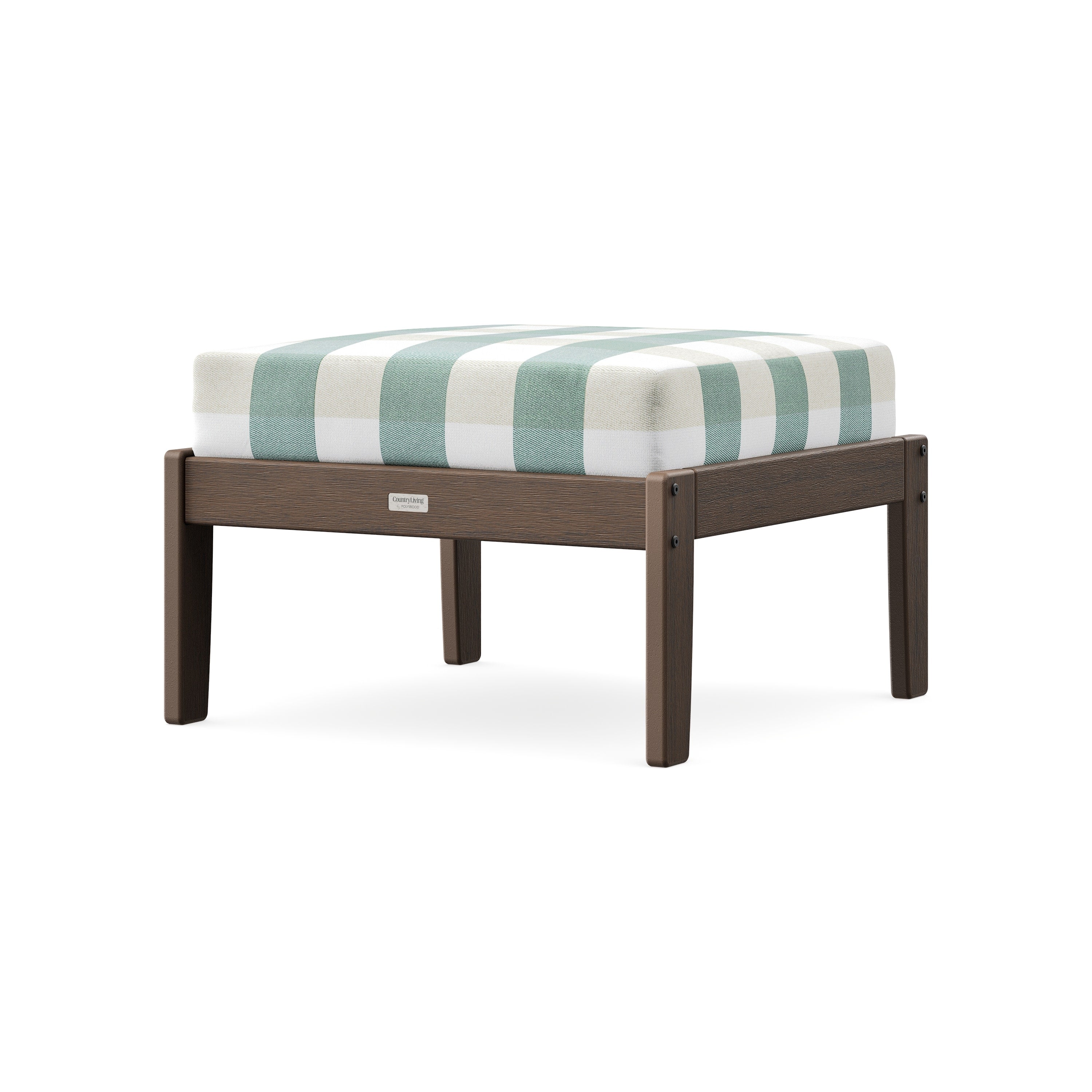 Cottage Deep Seating Ottoman in Kona / Buffalo Plaid Glacier Spa