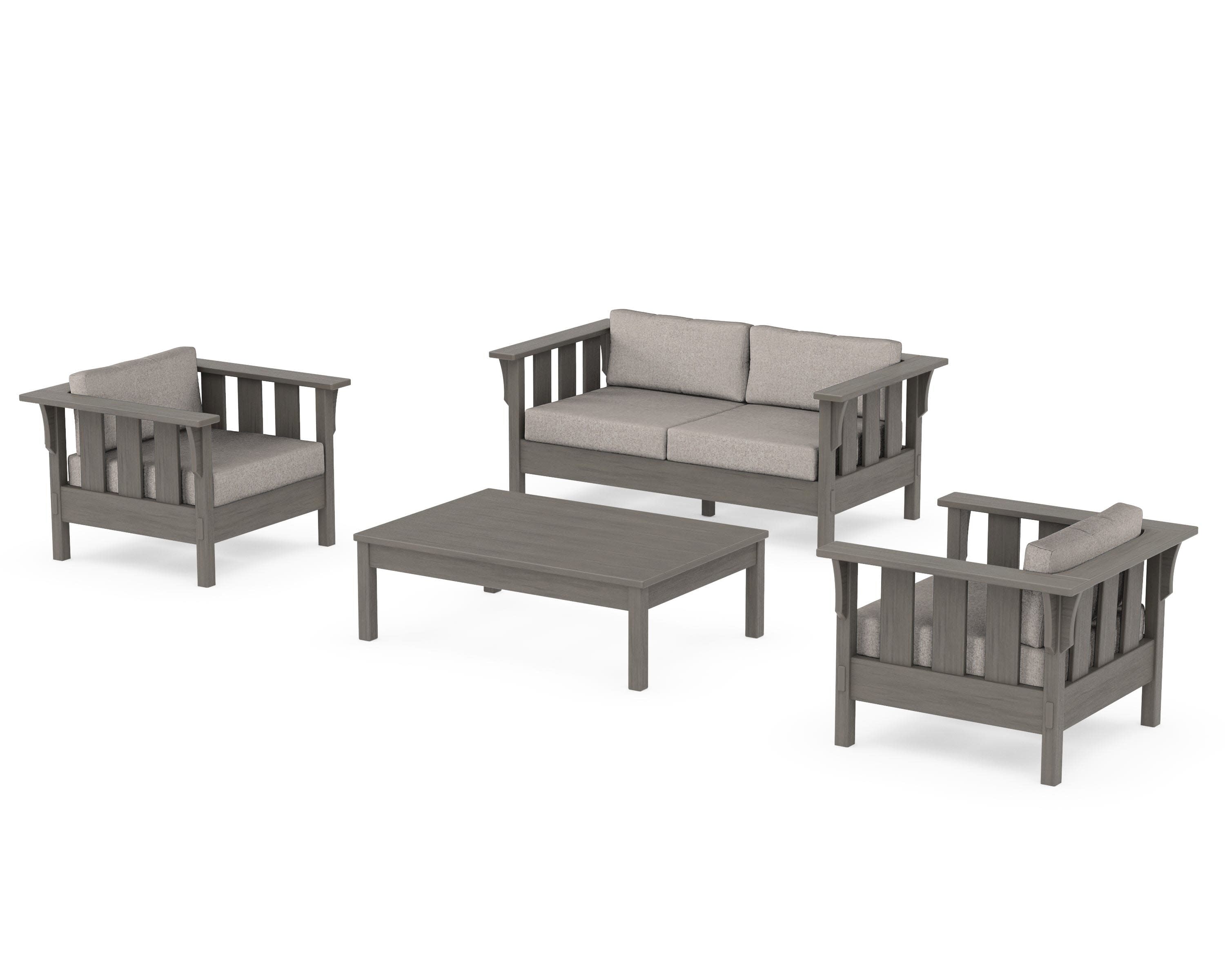 Acadia 4-Piece Deep Seating Set with Loveseat in Driftwood / Weathered Tweed