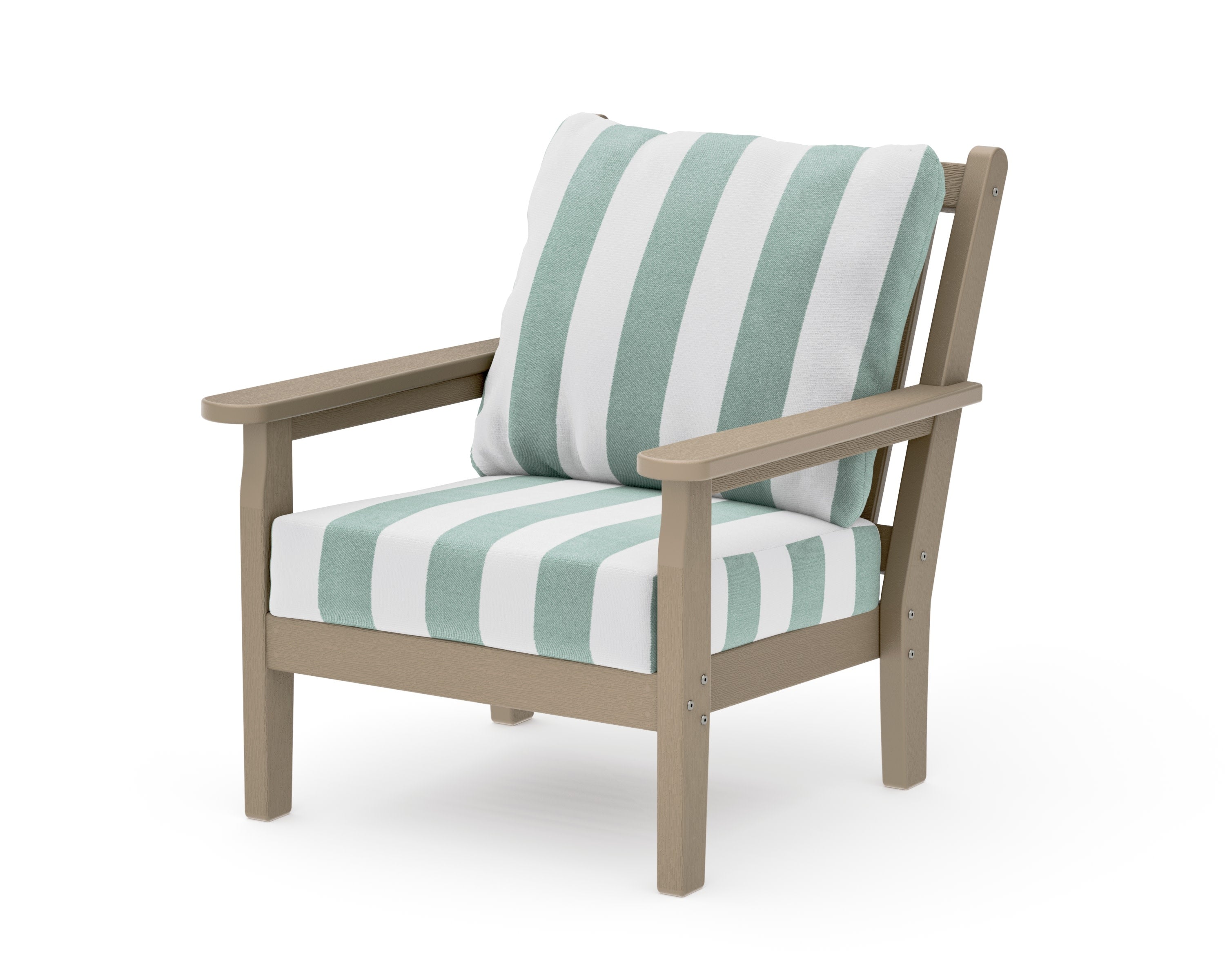 Chippendale Deep Seating Chair in Vintage Sahara / Cabana Stripe Glacier Spa