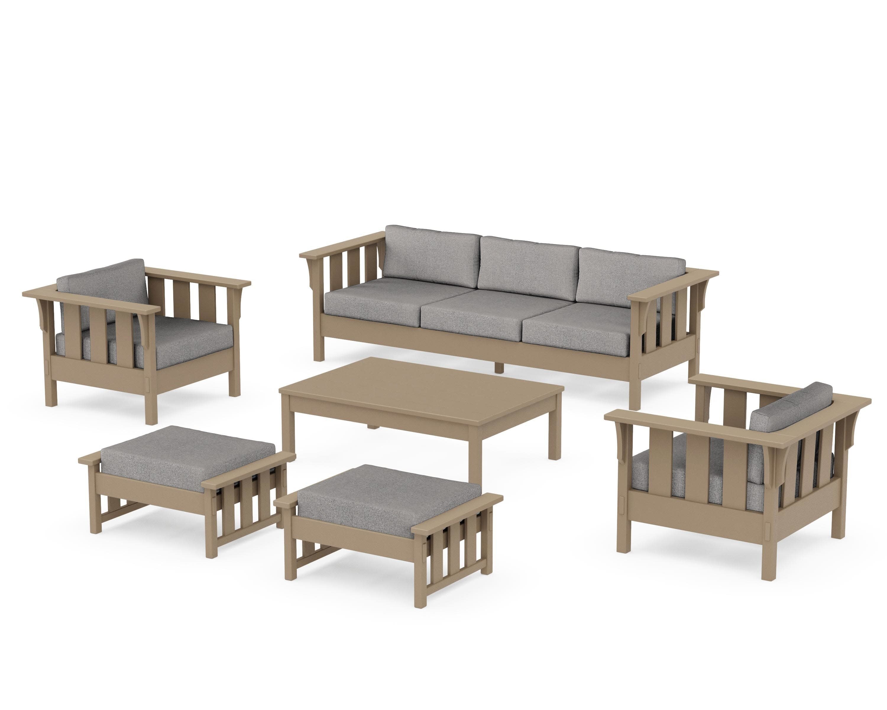 Acadia 6-Piece Lounge Sofa Set in Vintage Sahara / Grey Mist