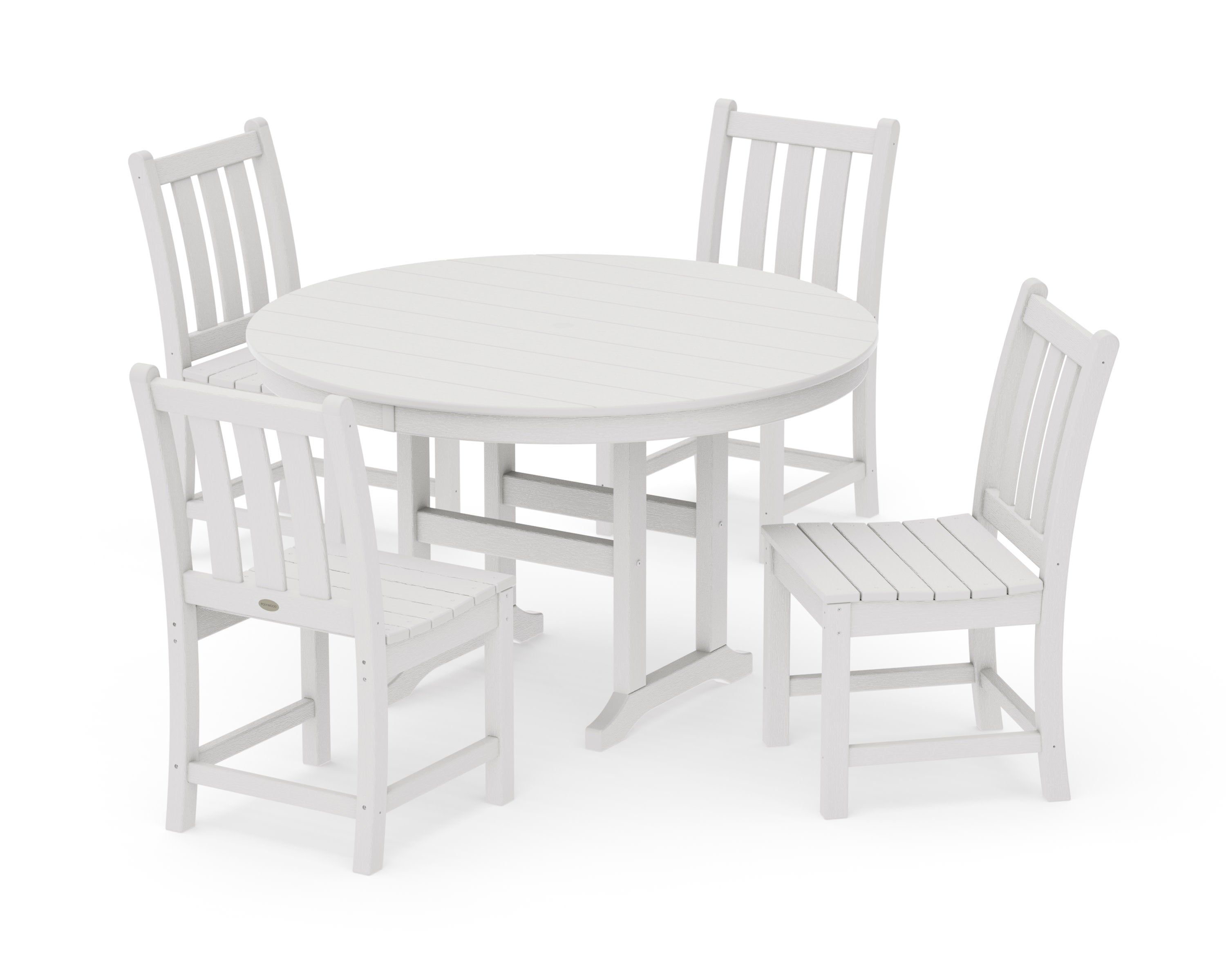 Traditional Garden Side Chair 5-Piece Round Farmhouse Dining Set in Vintage White