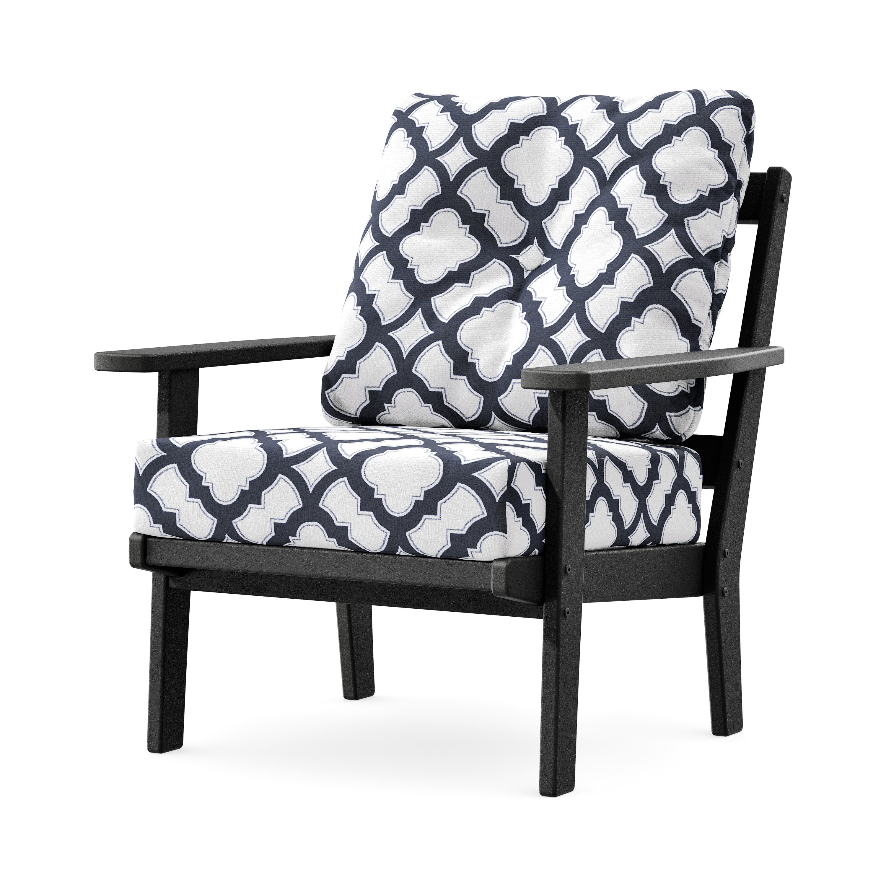 Prairie Deep Seating Chair in Black / Trellis Navy