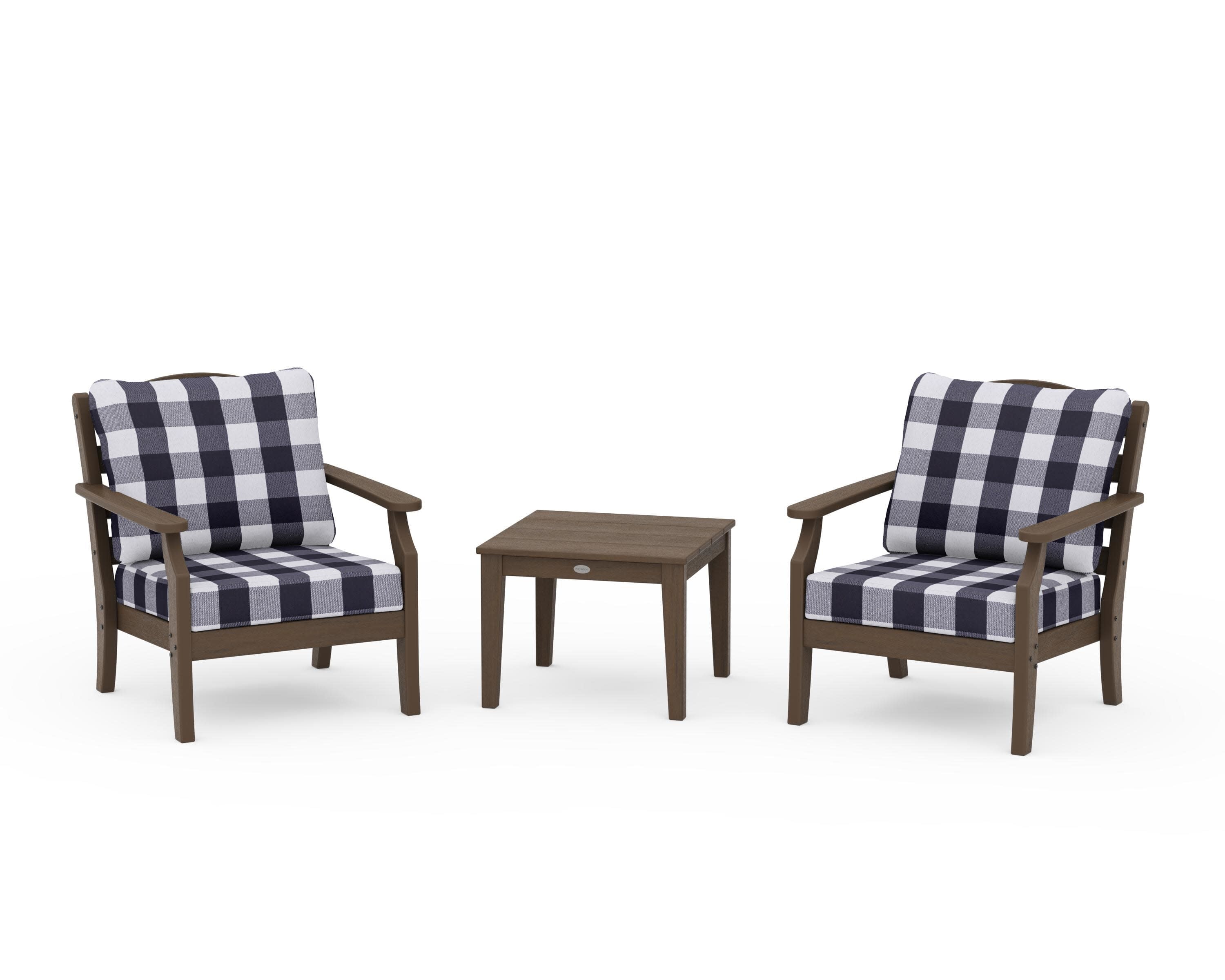 Savannah 3-Piece Deep Seating Set in Kona / Buffalo Plaid Navy